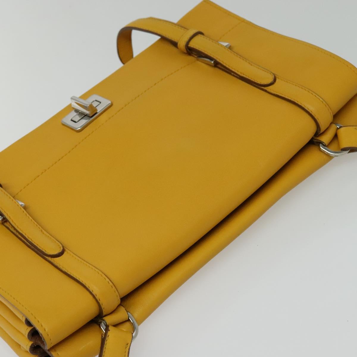 PRADA Shoulder Bag Yellow Silver Auth 138192