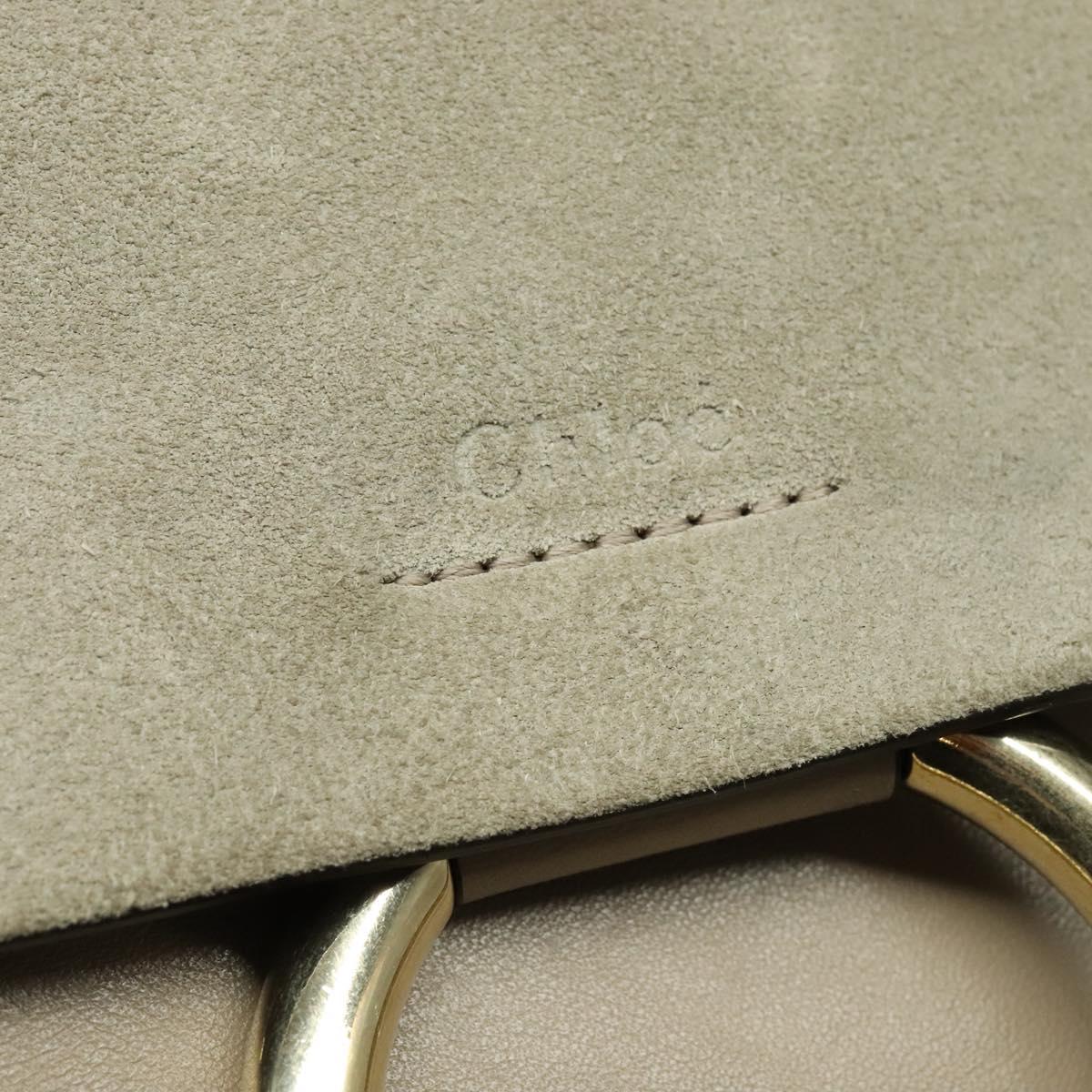 Chloe Fay Shoulder Bag Suede Leather Gray Gold Auth 138204
