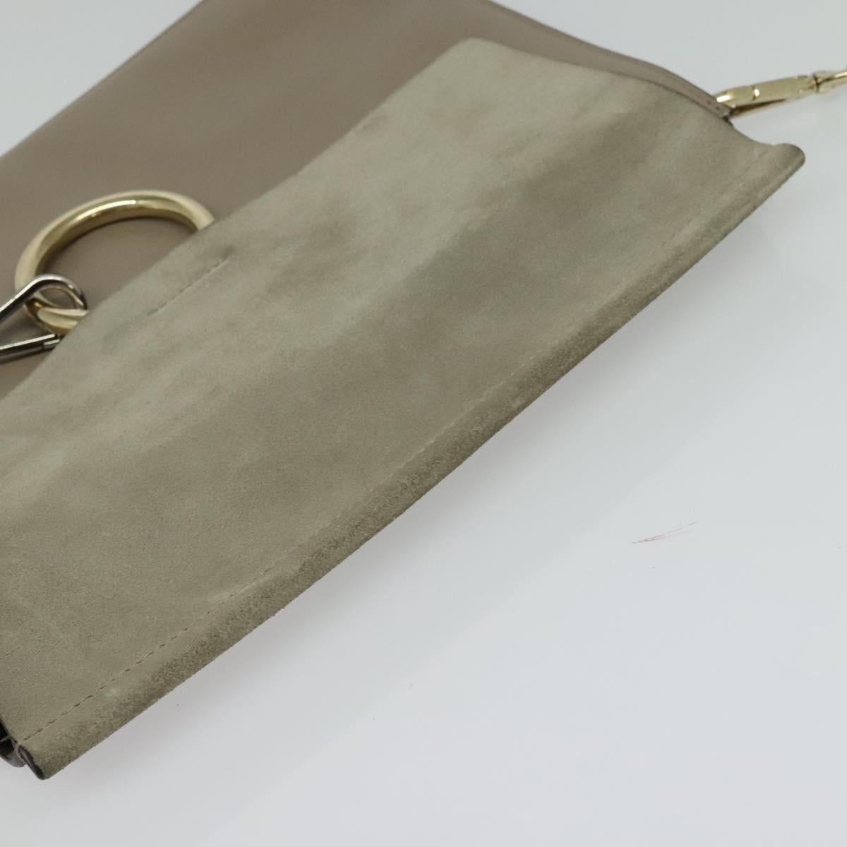 Chloe Fay Shoulder Bag Suede Leather Gray Gold Auth 138204