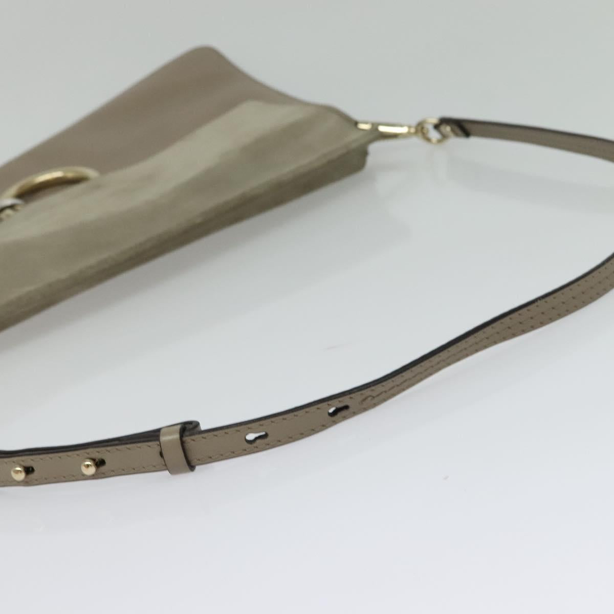Chloe Fay Shoulder Bag Suede Leather Gray Gold Auth 138204