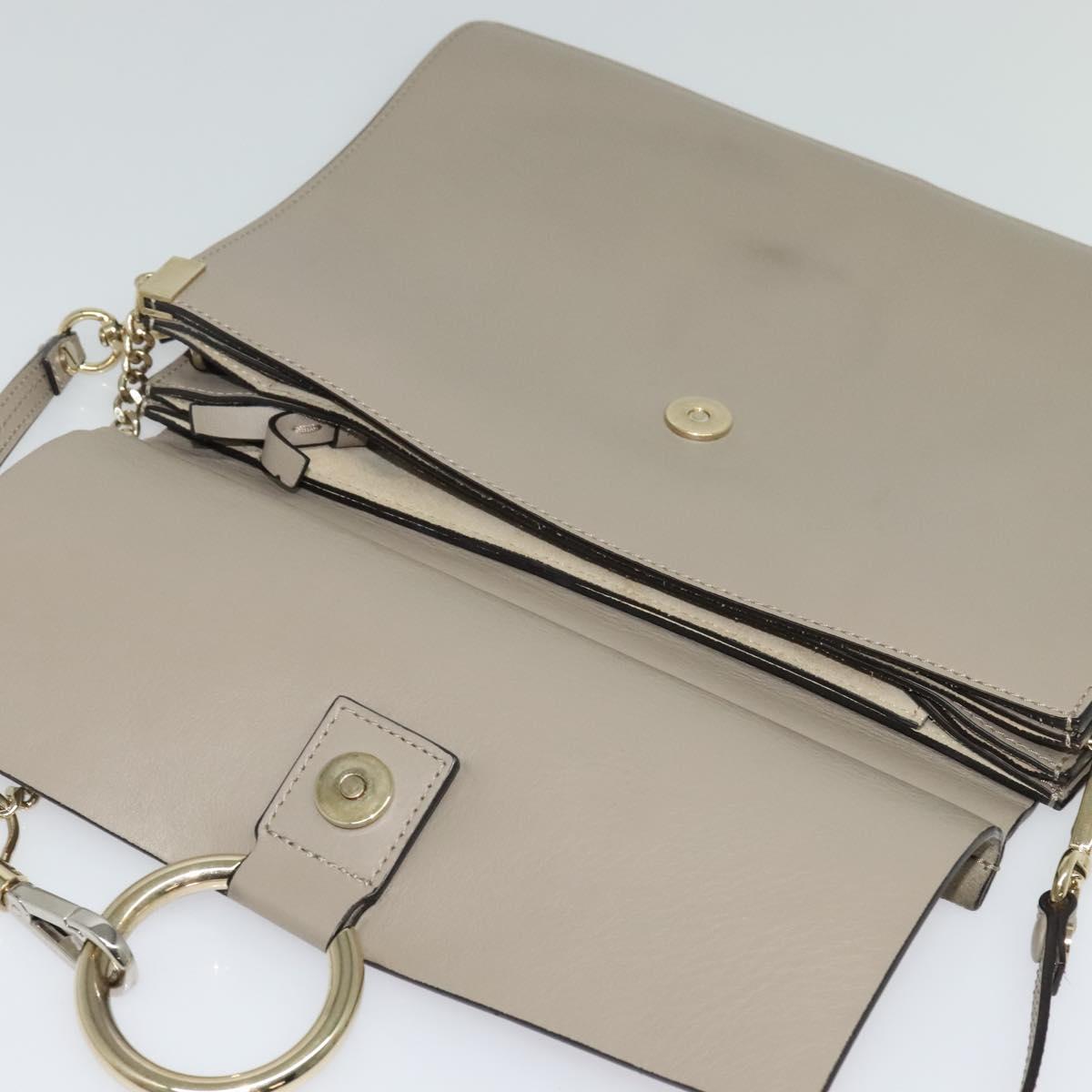 Chloe Fay Shoulder Bag Suede Leather Gray Gold Auth 138205