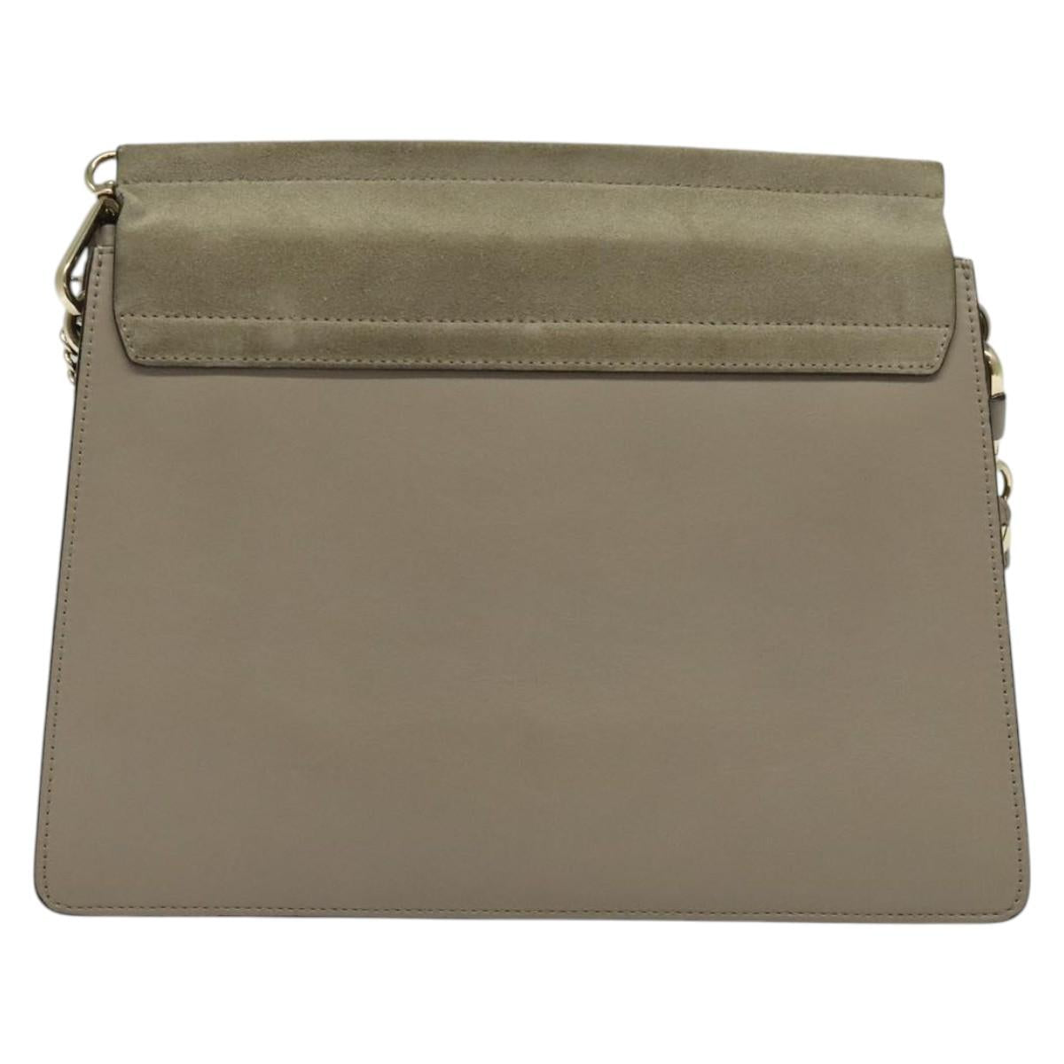 Chloe Fay Shoulder Bag Suede Leather Gray Gold Auth 138205
