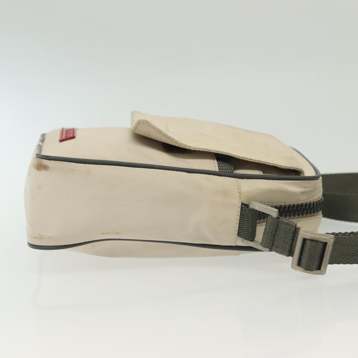 PRADA Sports Shoulder Bag Nylon White Silver Auth 138207