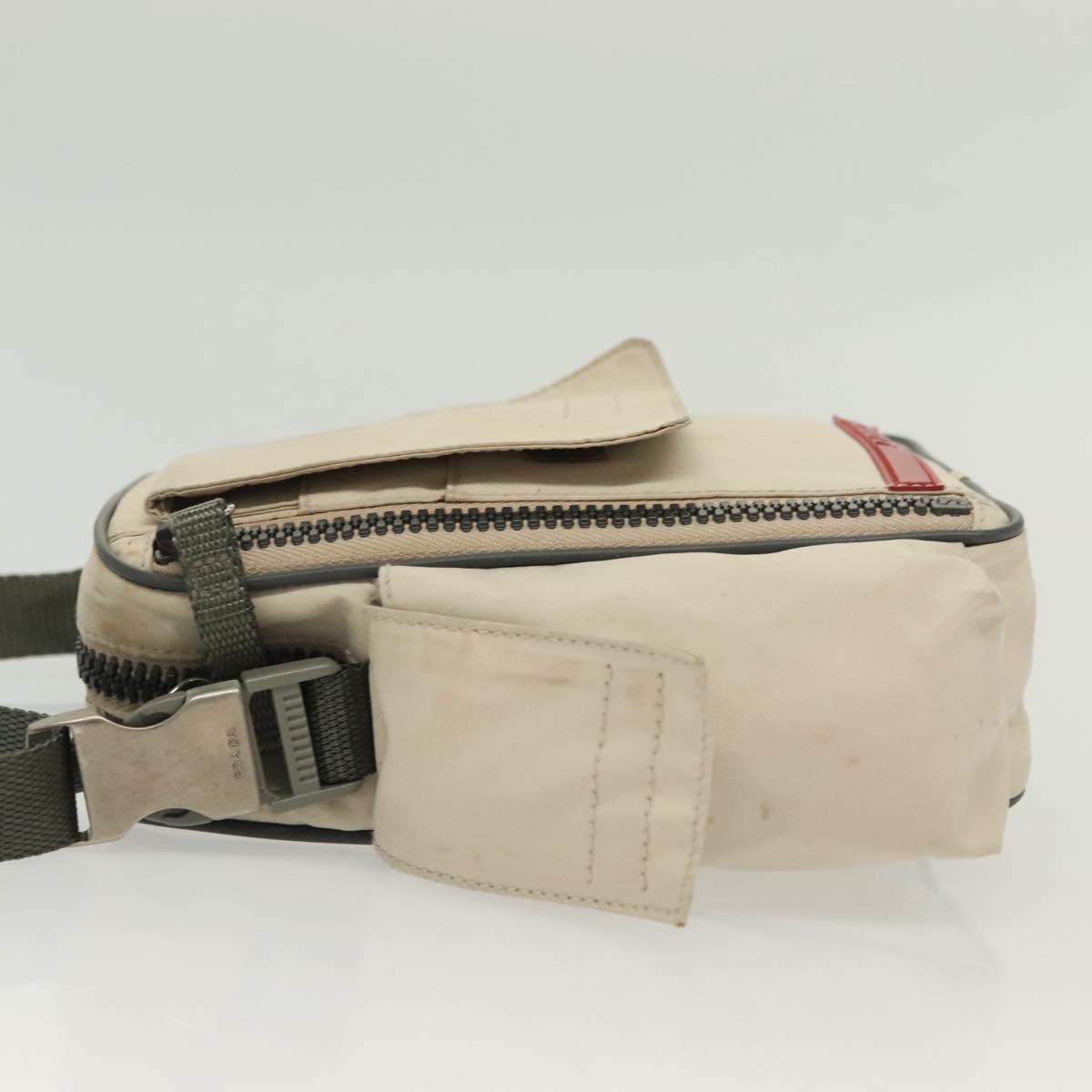 PRADA Sports Shoulder Bag Nylon White Silver Auth 138207