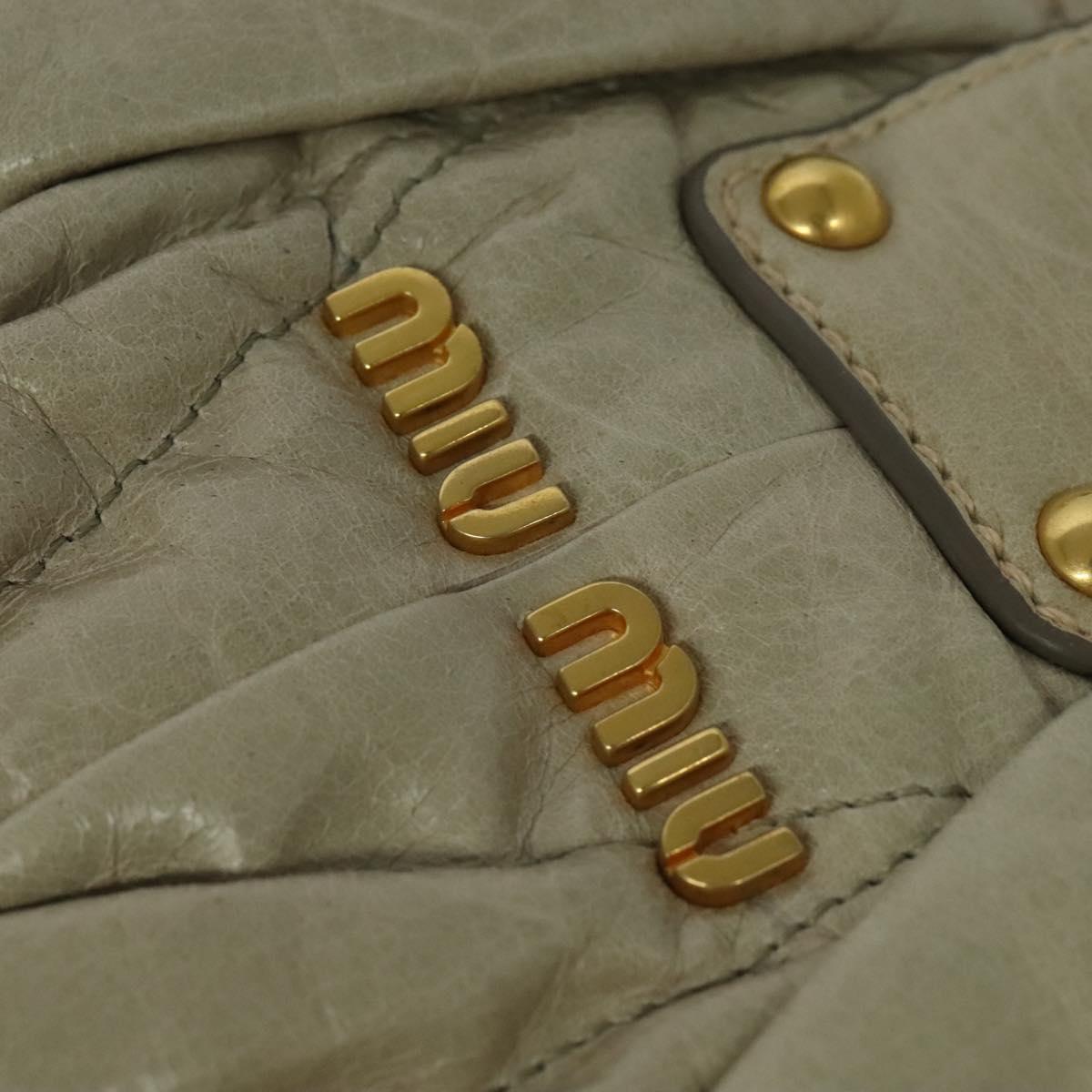 Miu Miu Matelasse Hand Bag Leather Ivory Gold Auth 138209