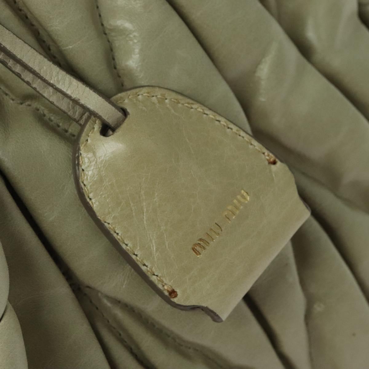Miu Miu Matelasse Hand Bag Leather Ivory Gold Auth 138209