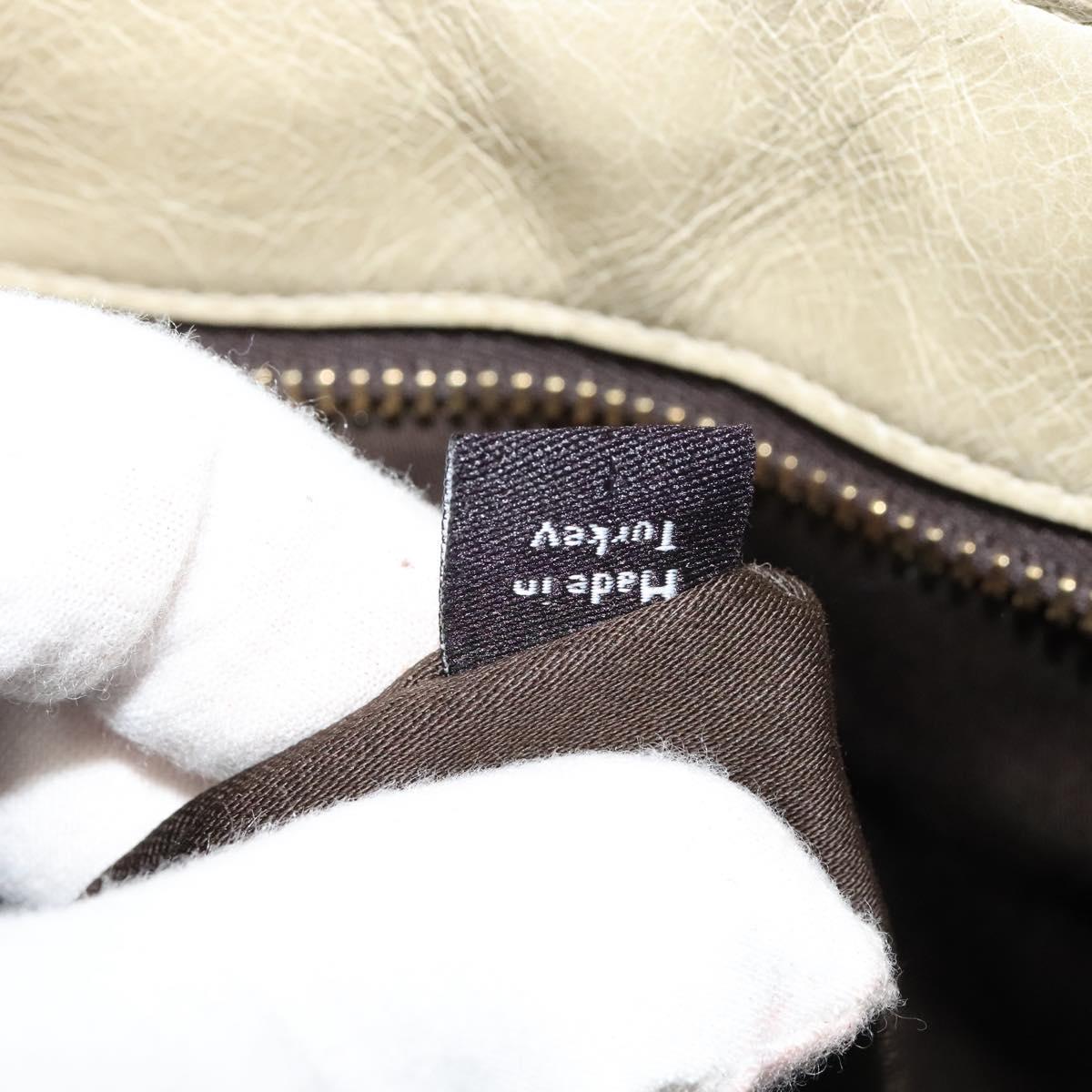 Miu Miu Matelasse Hand Bag Leather Ivory Gold Auth 138209