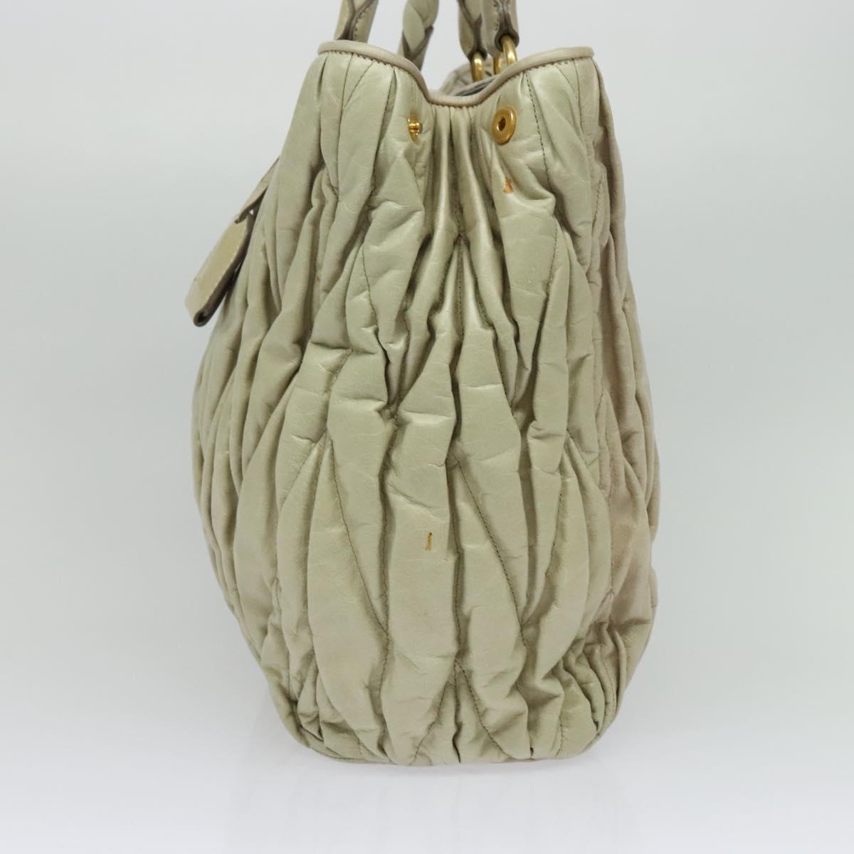 Miu Miu Matelasse Hand Bag Leather Ivory Gold Auth 138209