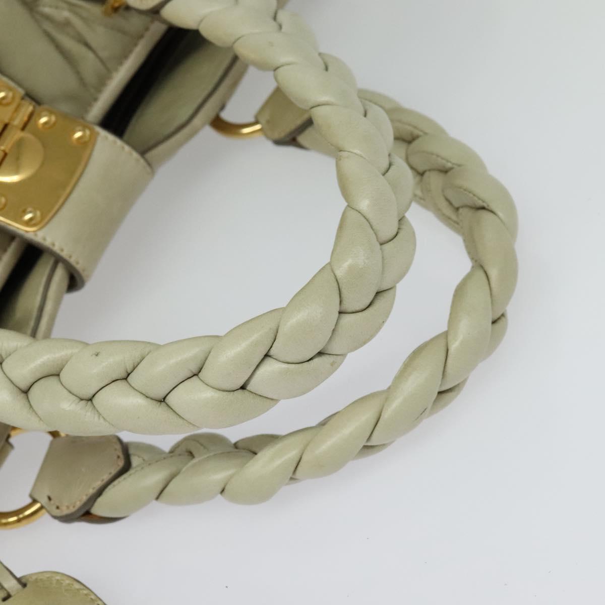 Miu Miu Matelasse Hand Bag Leather Ivory Gold Auth 138209