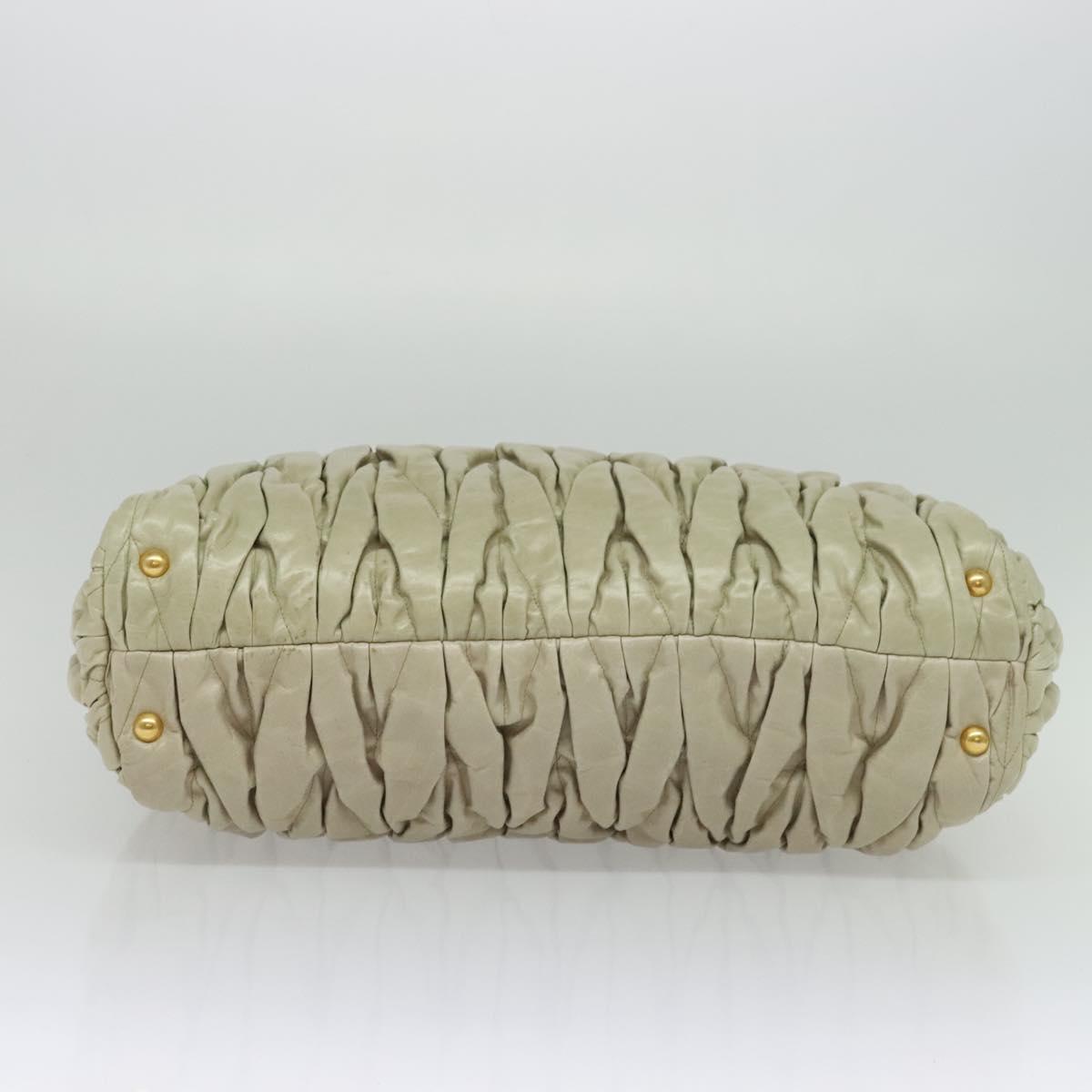 Miu Miu Matelasse Hand Bag Leather Ivory Gold Auth 138209