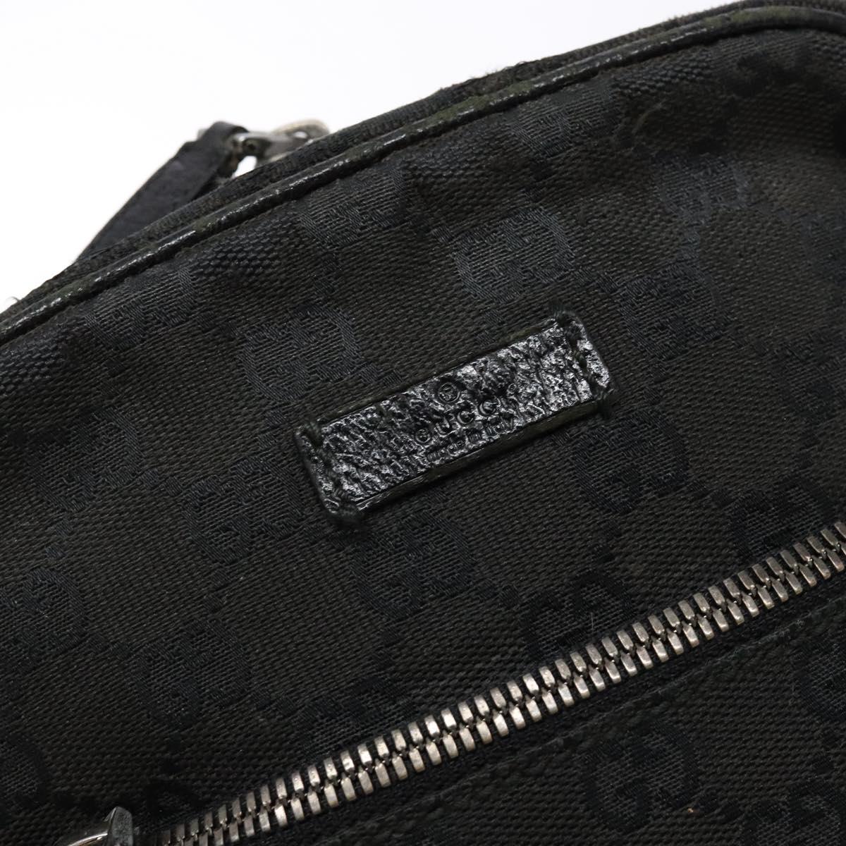 GUCCI GG Canvas Shoulder Bag Black Silver 03136 Auth 138213