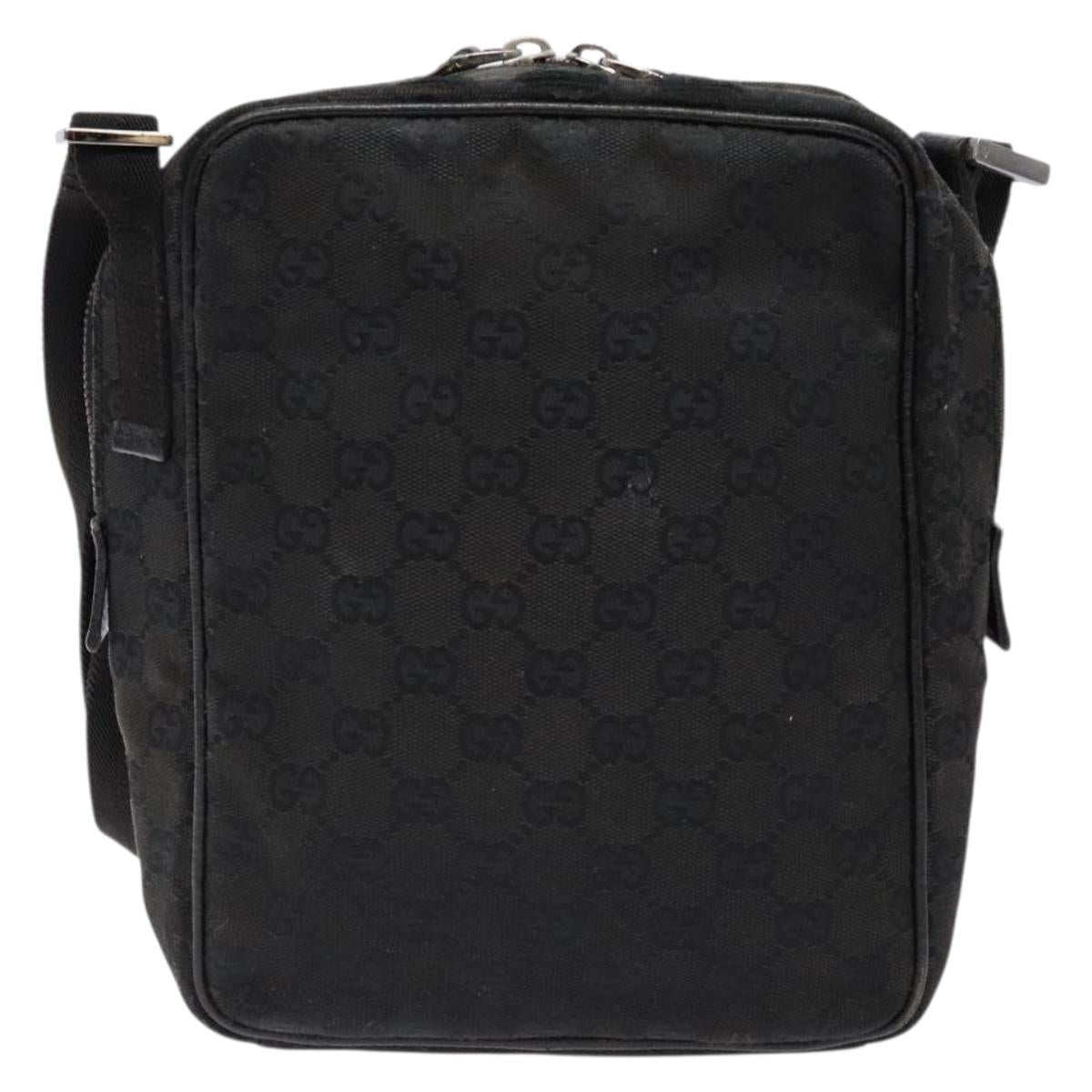 GUCCI GG Canvas Shoulder Bag Black Silver 03136 Auth 138213