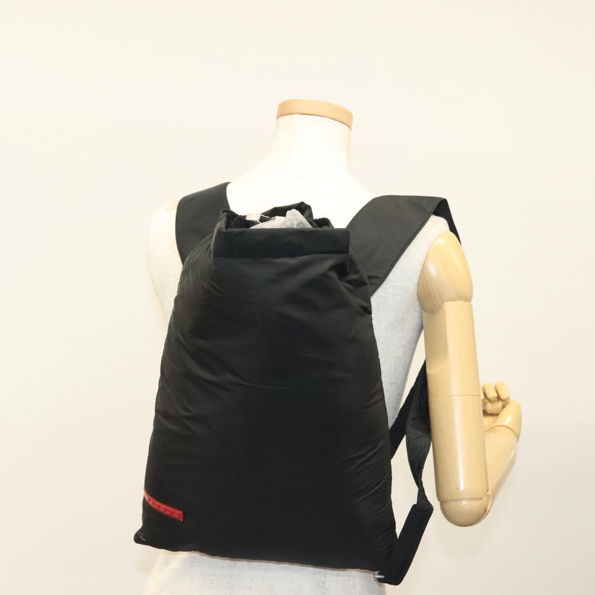 PRADA Sports Backpack Nylon Black Silver Auth 138214