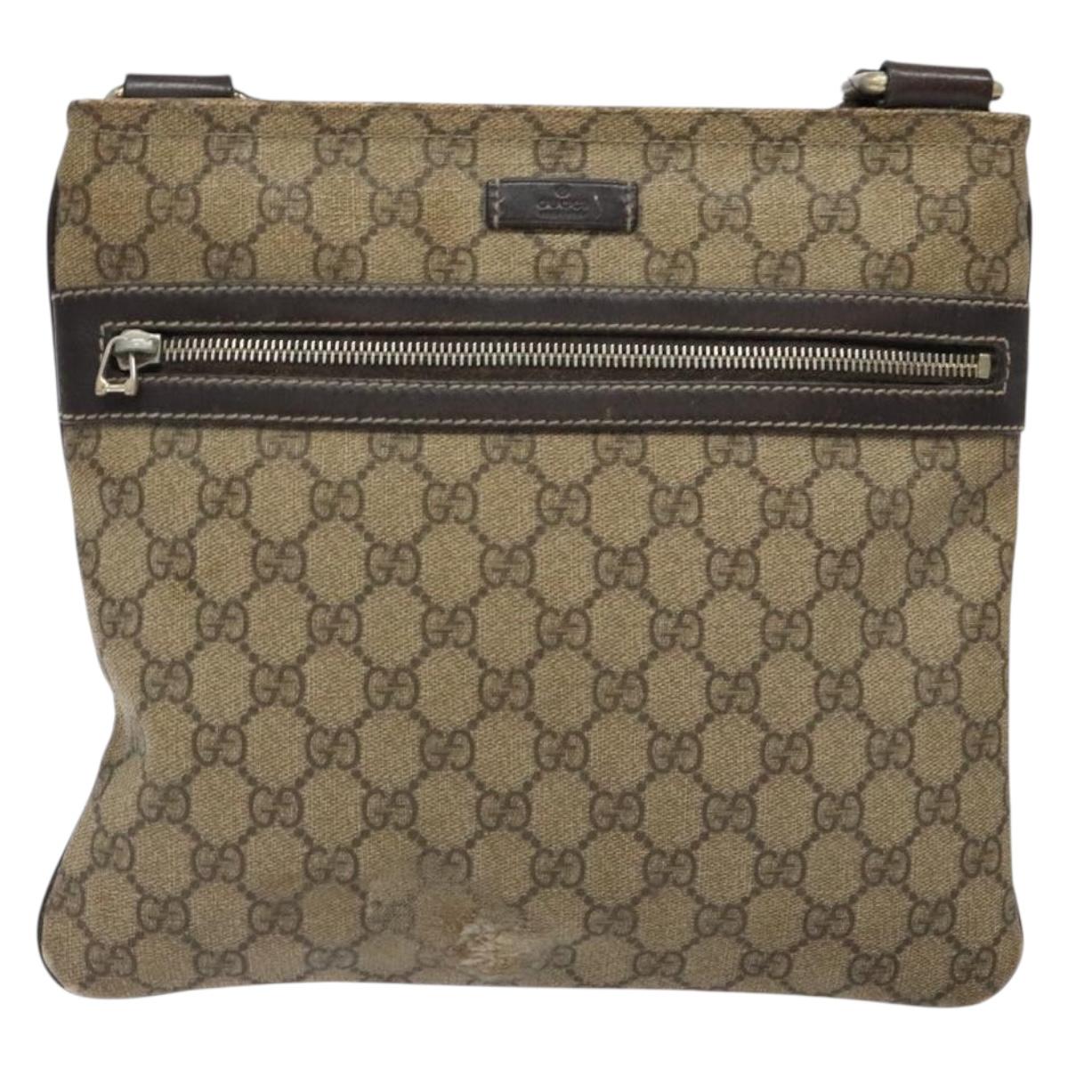 GUCCI GG Supreme Shoulder Bag PVC Beige Gold 295257 Auth 138218