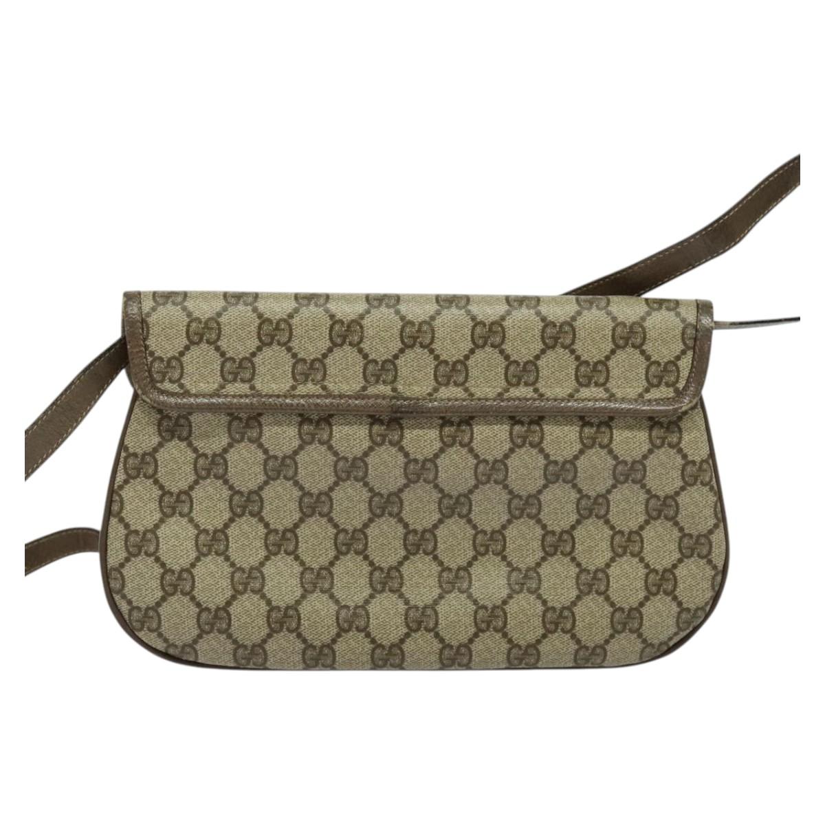 GUCCI GG Supreme Web Sherry Line Bag PVC Beige Gold 14 02 051 Auth 138219