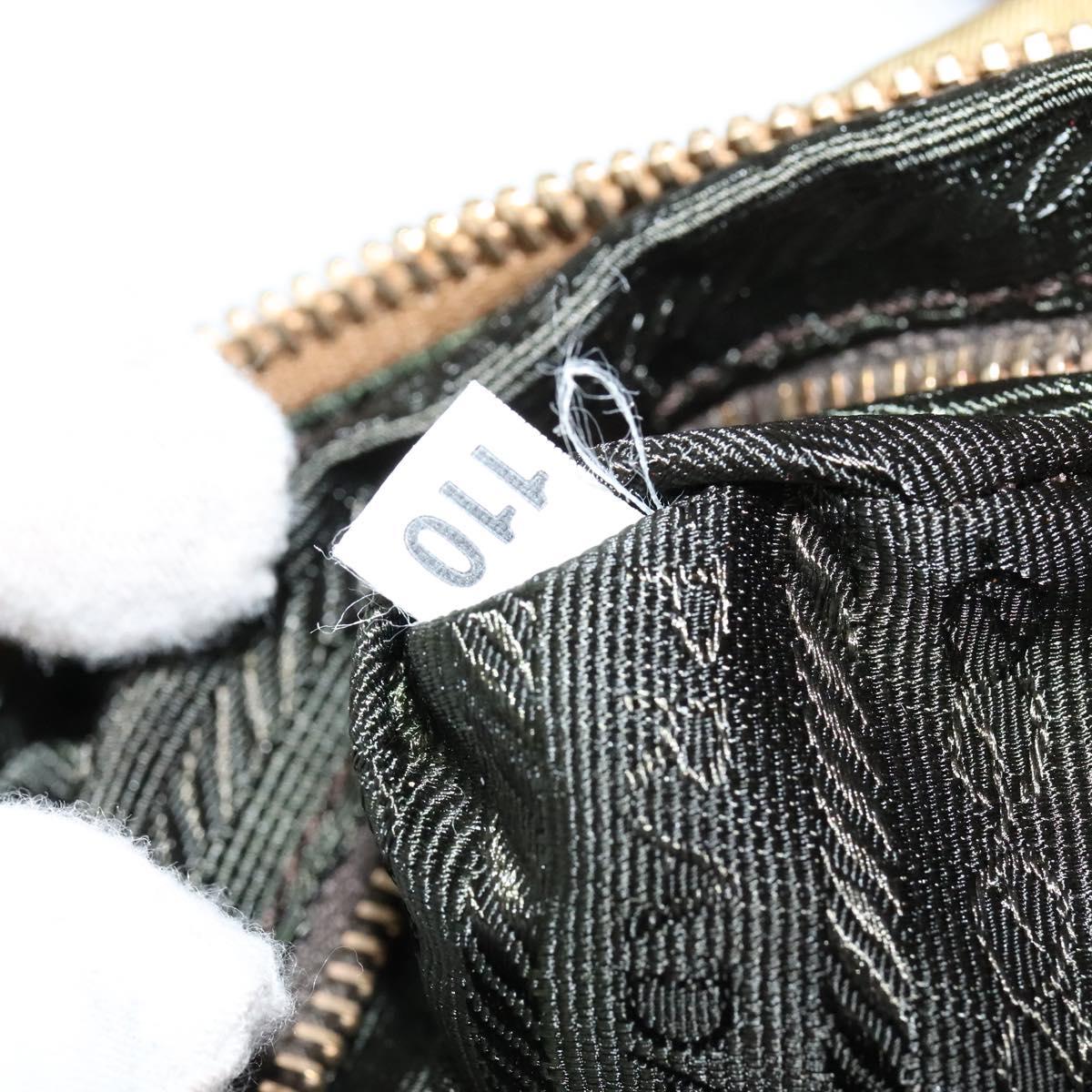 PRADA Shoulder Bag Nylon Beige Gold Auth 138224