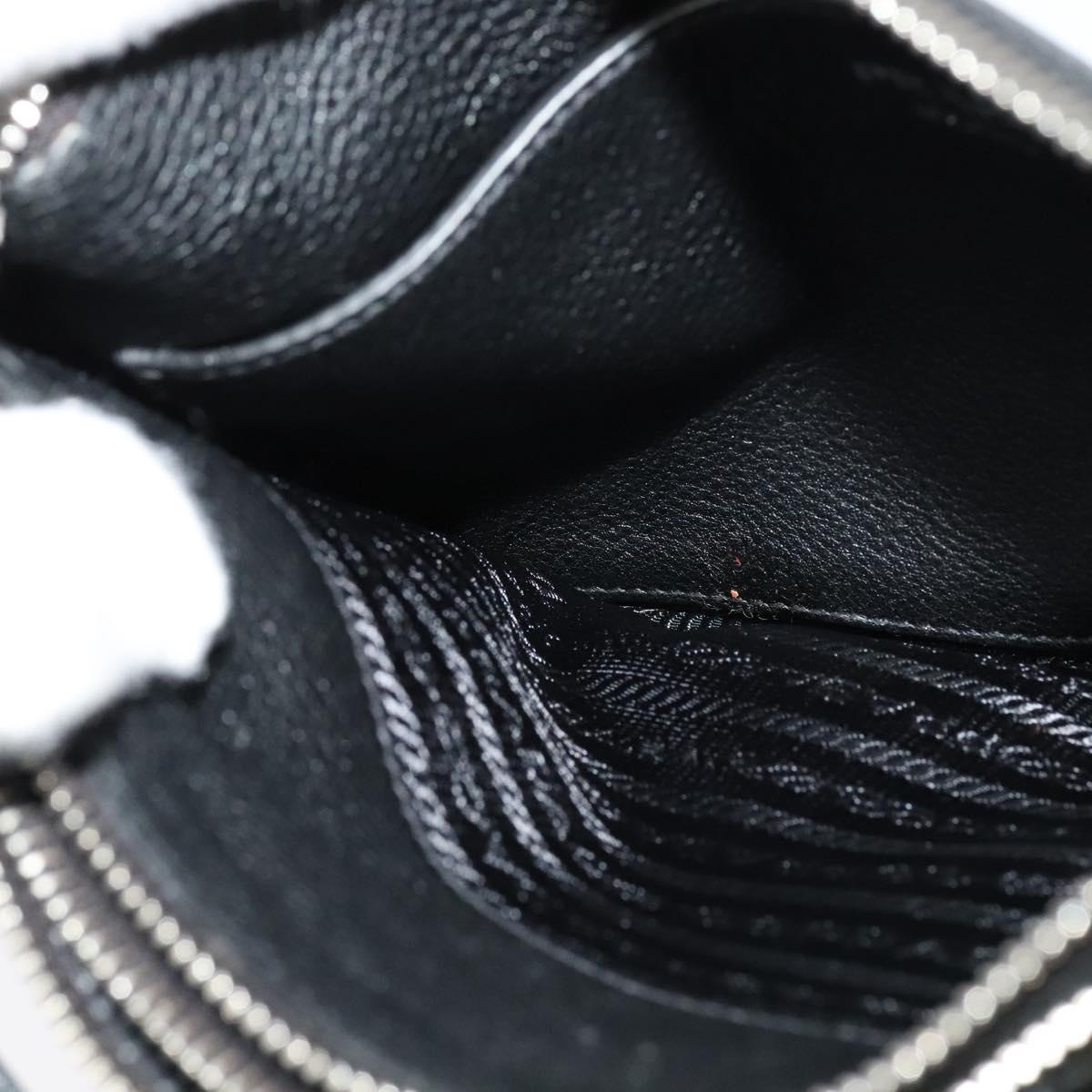 PRADA Shoulder Bag Leather Black Silver Auth 138225