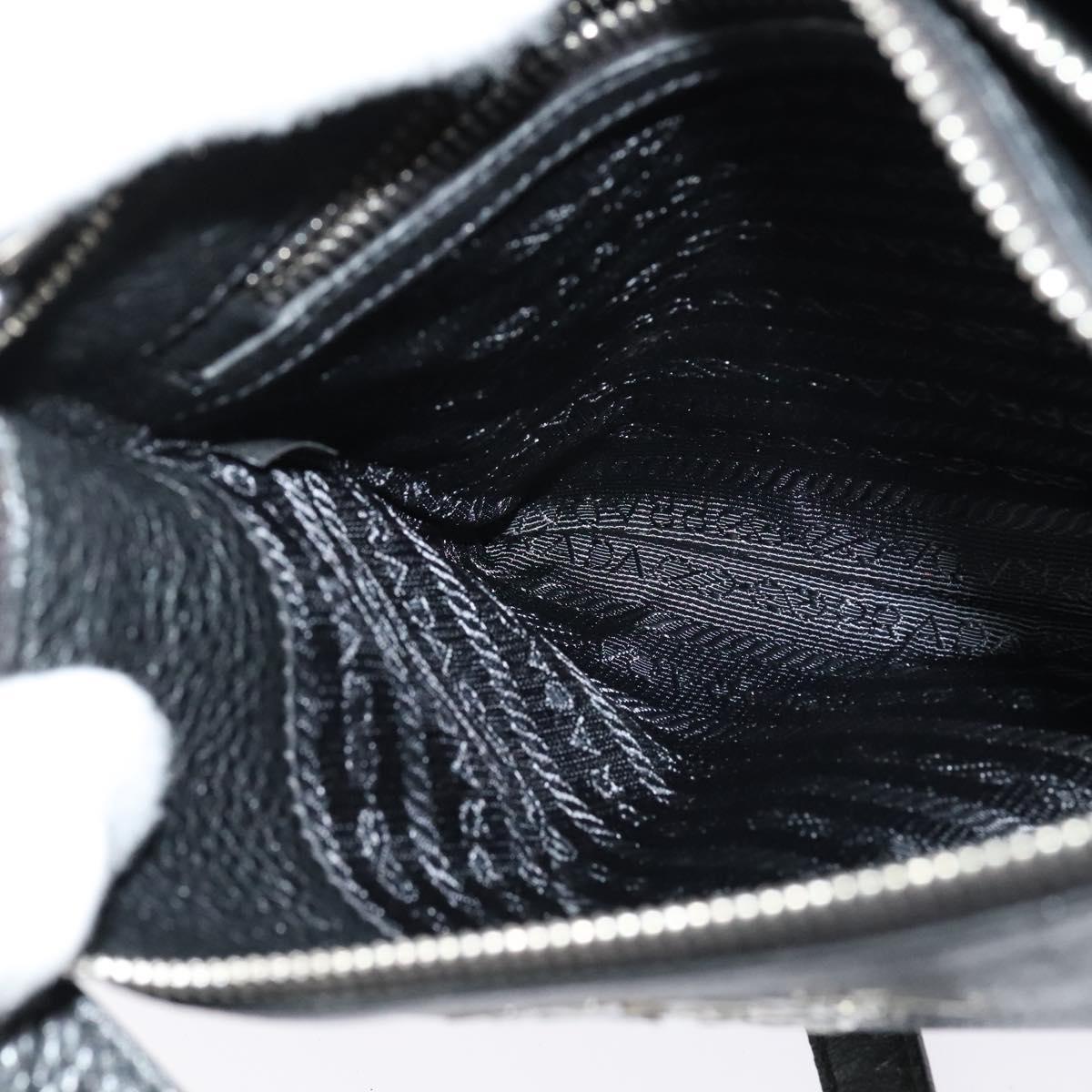 PRADA Shoulder Bag Leather Black Silver Auth 138225