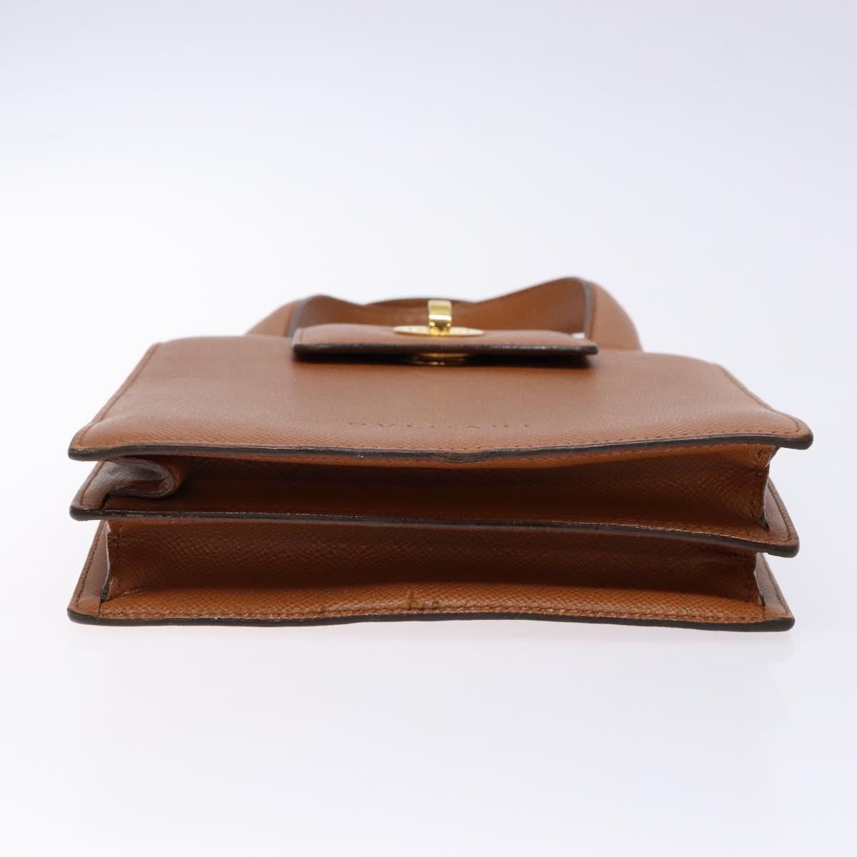 BVLGARI Hand Bag Leather Brown Gold Auth 138226
