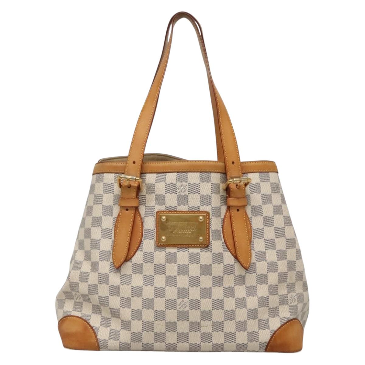 LOUIS VUITTON Damier Azur Hampstead MM Tote Bag N51206 LV Auth 138237