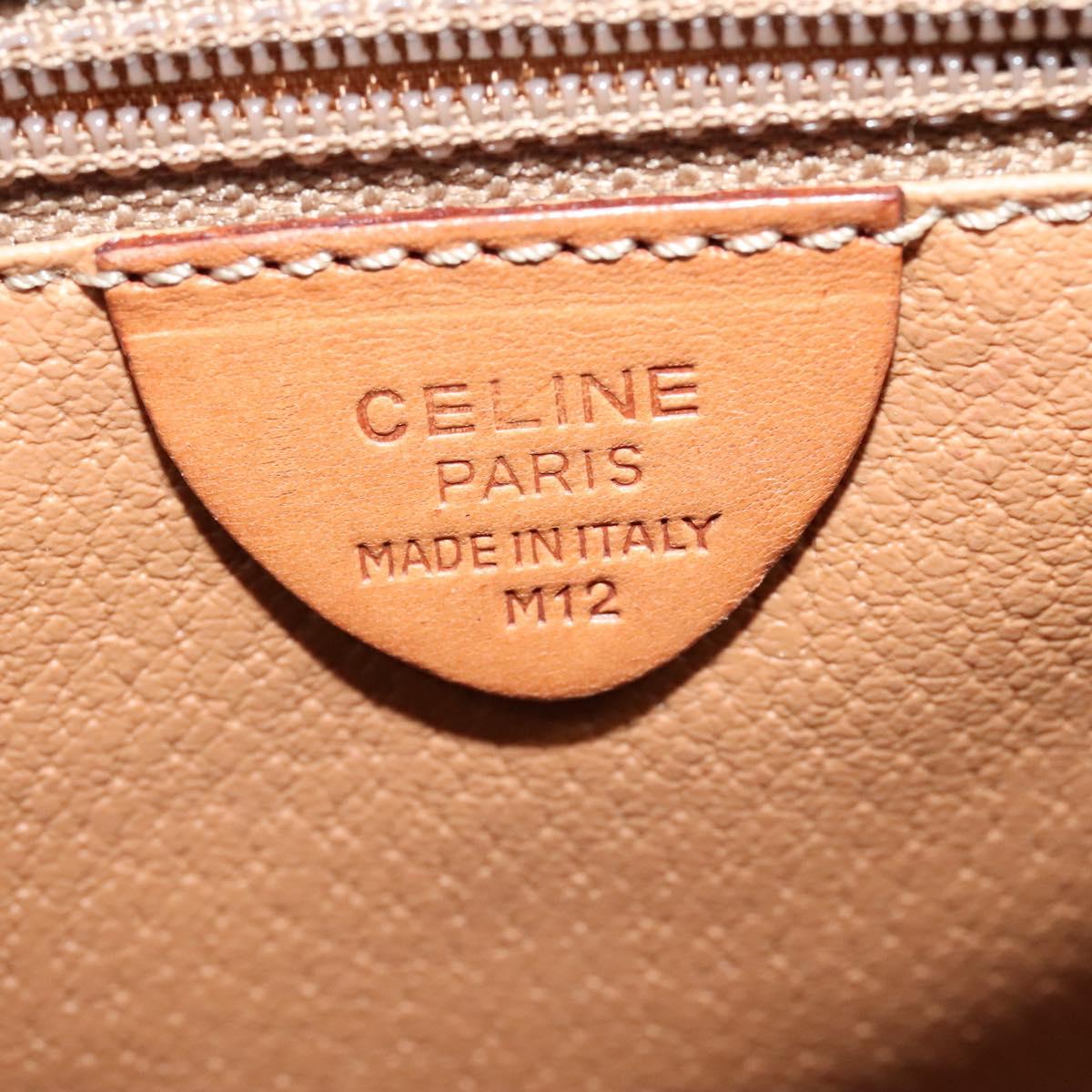 CELINE Macadam Canvas Shoulder Bag PVC Leather Brown Gold Auth 138247