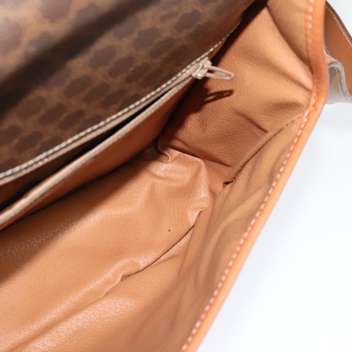 CELINE Macadam Canvas Shoulder Bag PVC Leather Brown Gold Auth 138247