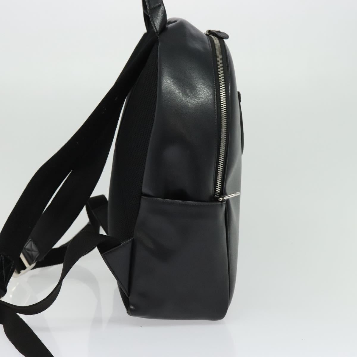 Salvatore Ferragamo Gancini Backpack Leather Black Silver Auth 138252