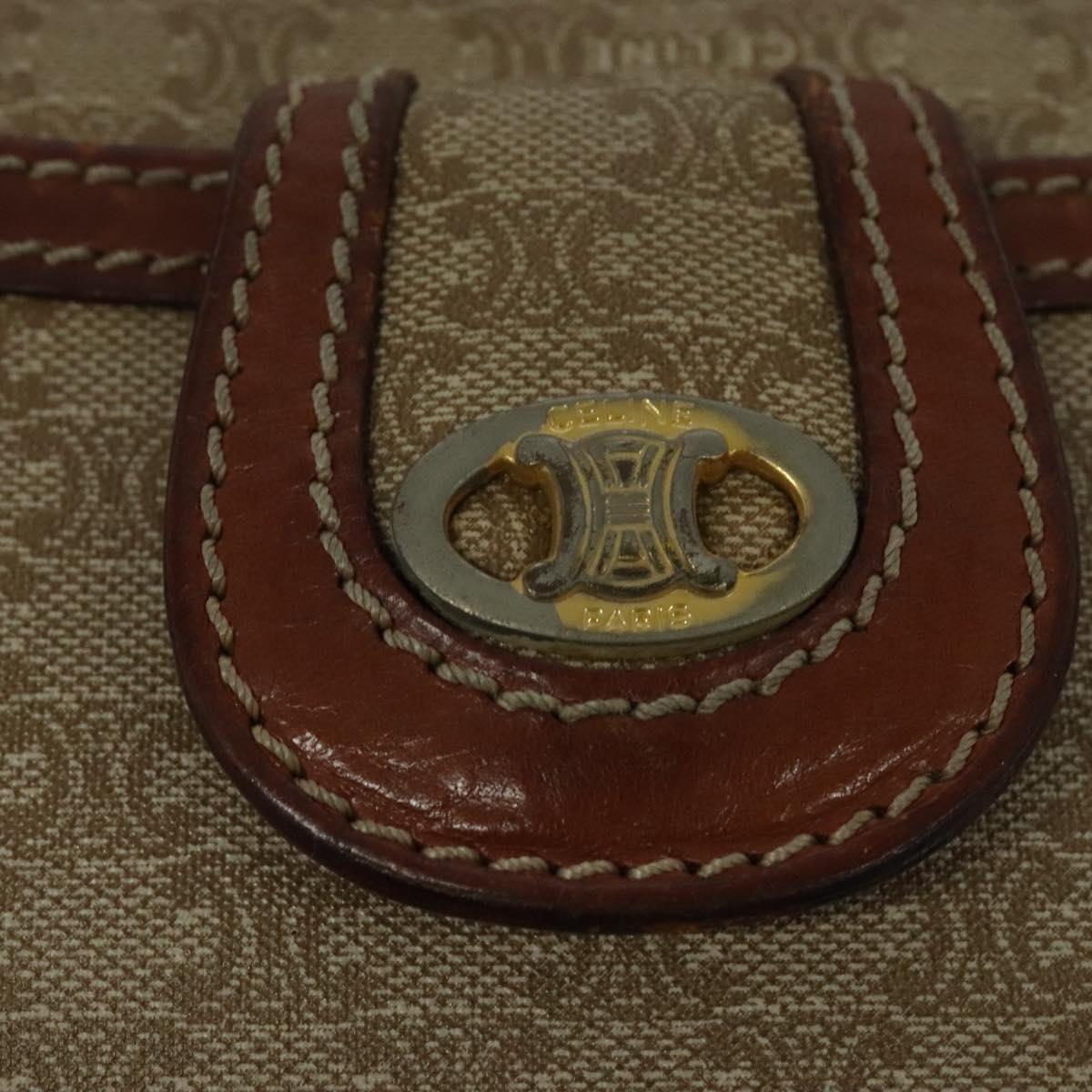 CELINE Macadam Canvas Shoulder Bag Beige Auth 138274