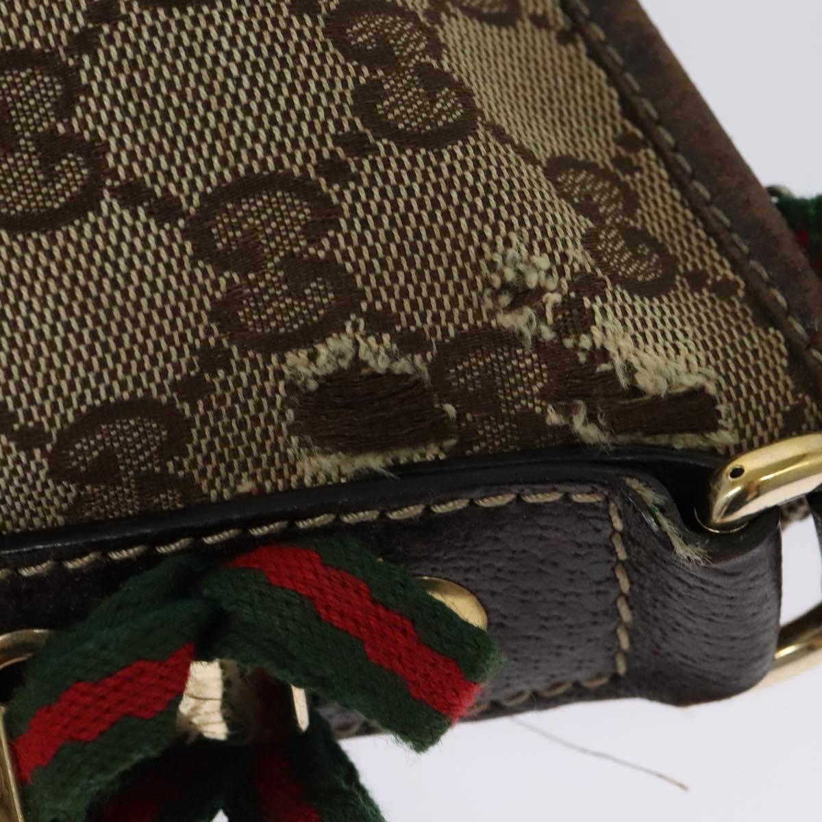 GUCCI GG Canvas Web Sherry Line Shoulder Bag Beige Red Green Auth 138289