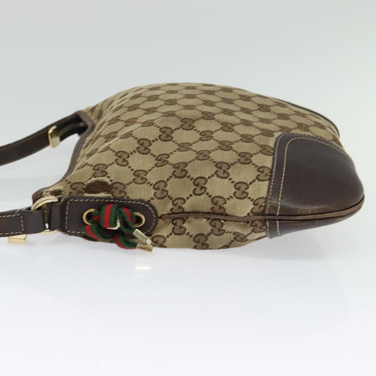 GUCCI GG Canvas Web Sherry Line Shoulder Bag Beige Red Green Auth 138289