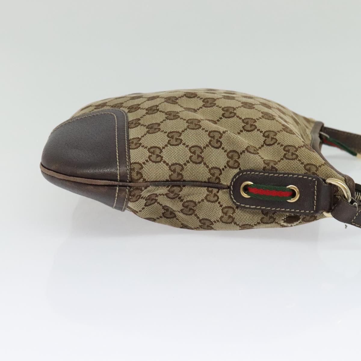 GUCCI GG Canvas Web Sherry Line Shoulder Bag Beige Red Green Auth 138289