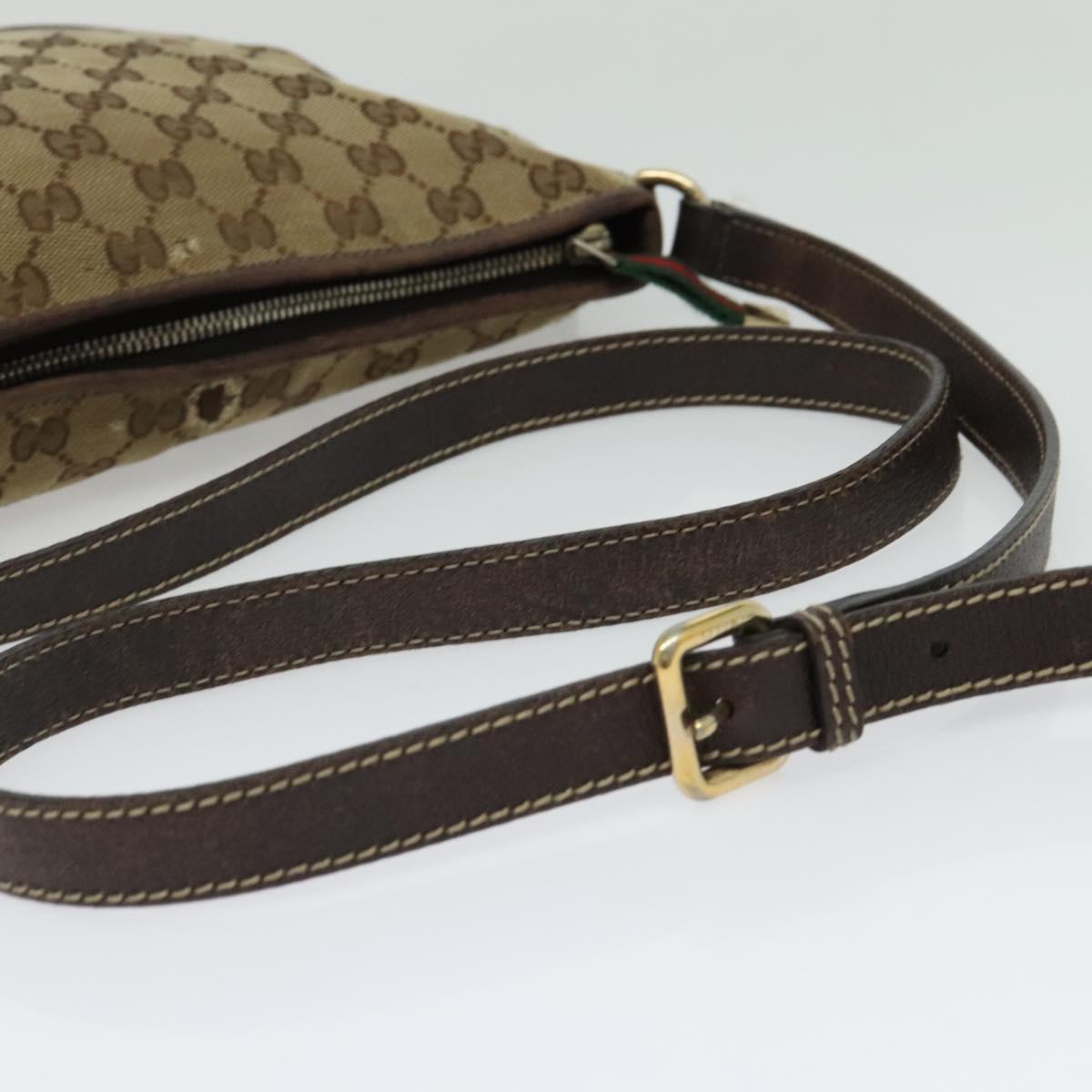 GUCCI GG Canvas Web Sherry Line Shoulder Bag Beige Red Green Auth 138289