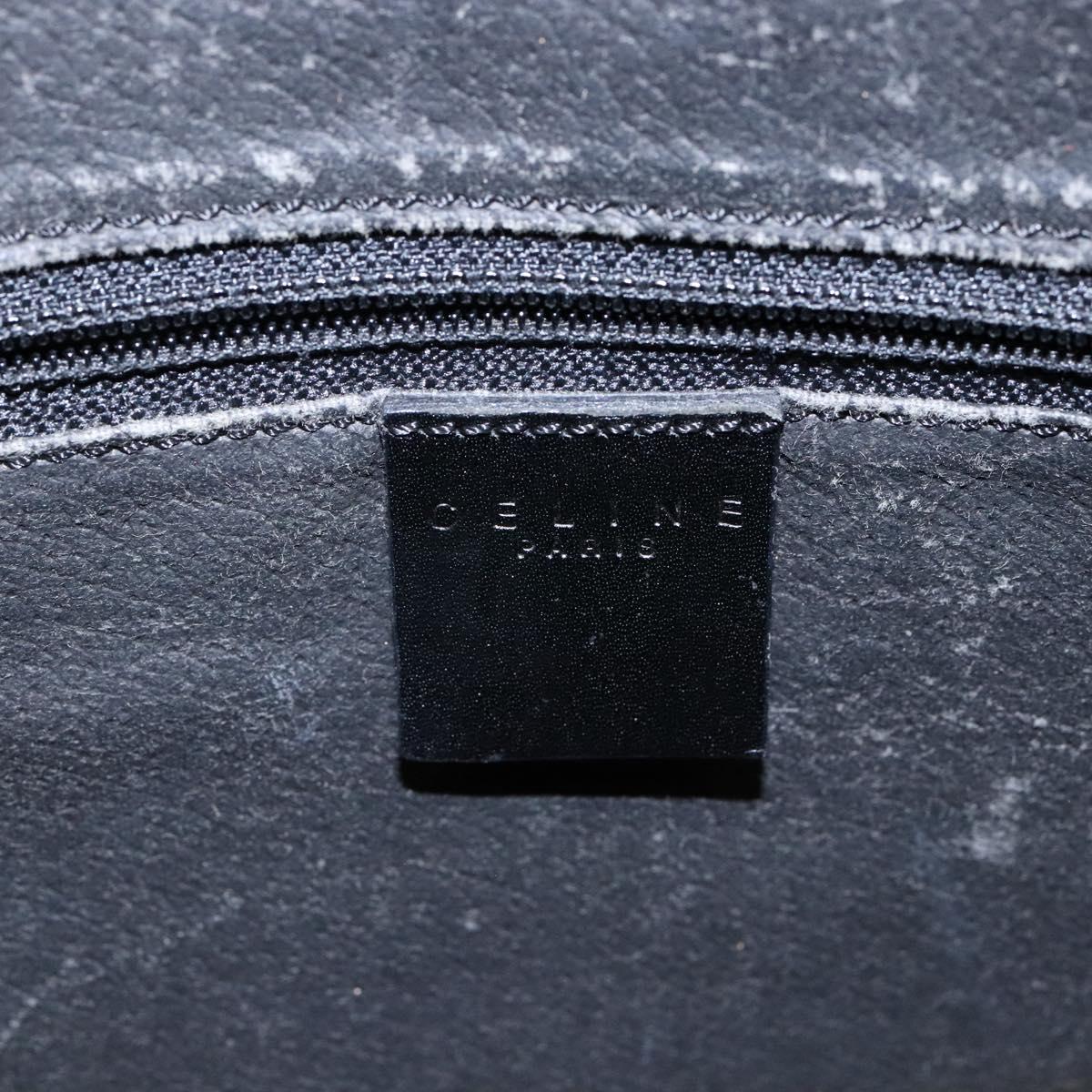 CELINE Macadam Canvas Hand Bag PVC Leather Black Gold Auth 138292