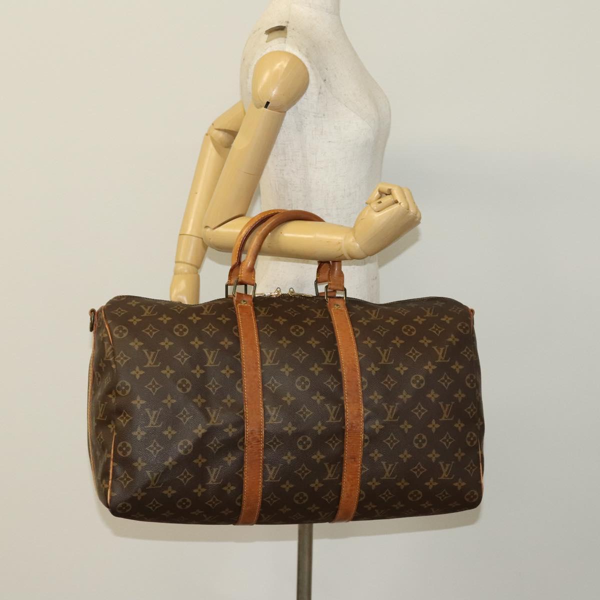 LOUIS VUITTON Monogram Keepall Bandouliere 50 Boston Bag M41416 LV Auth 138297