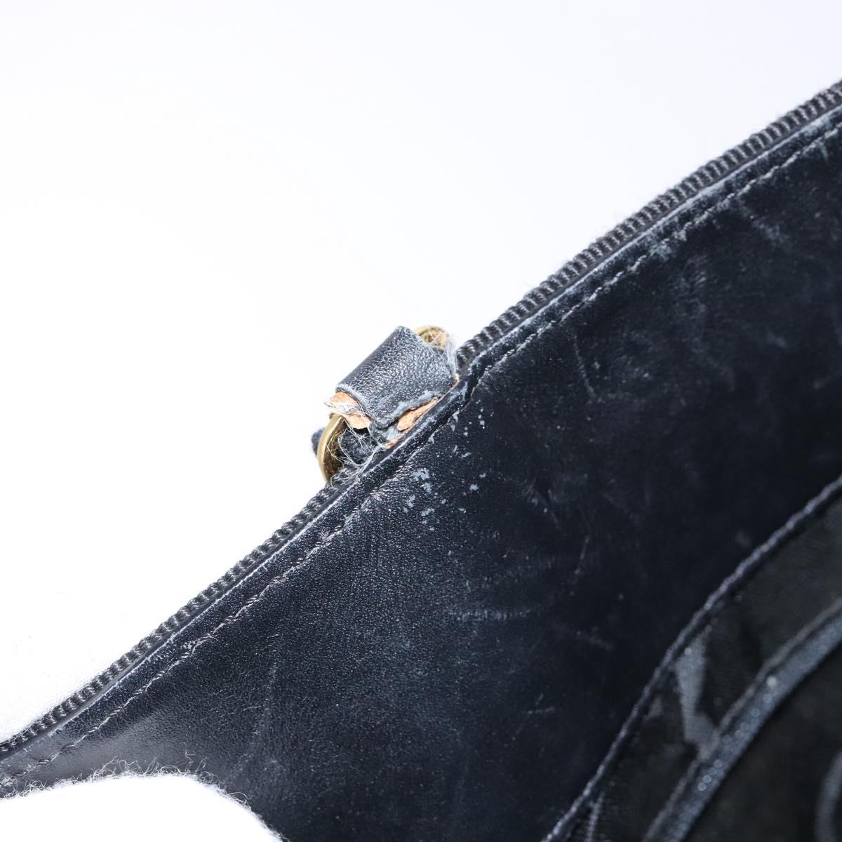 Salvatore Ferragamo Vala Chain Shoulder Bag Canvas Black Gold Auth 138299