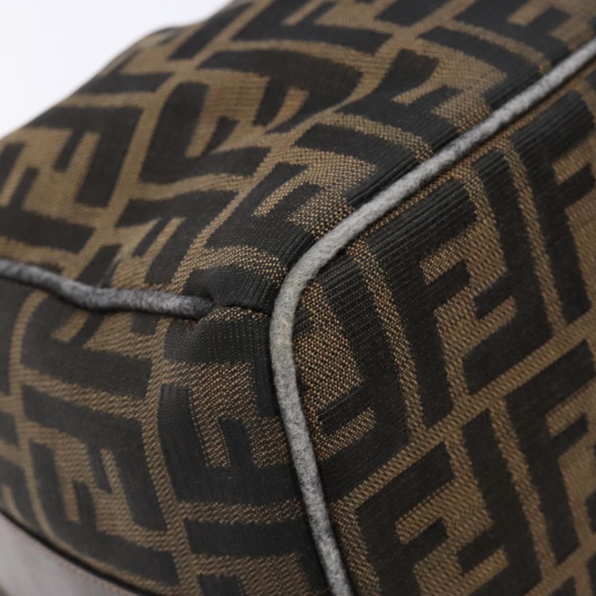 FENDI Zucca Canvas Vanity Pouch Brown Black gold Auth 138304