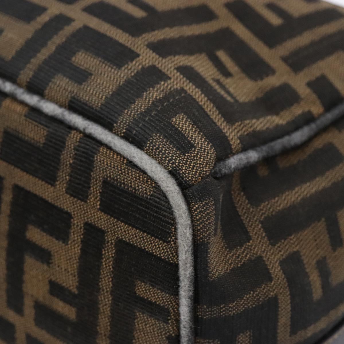 FENDI Zucca Canvas Vanity Pouch Brown Black gold Auth 138304