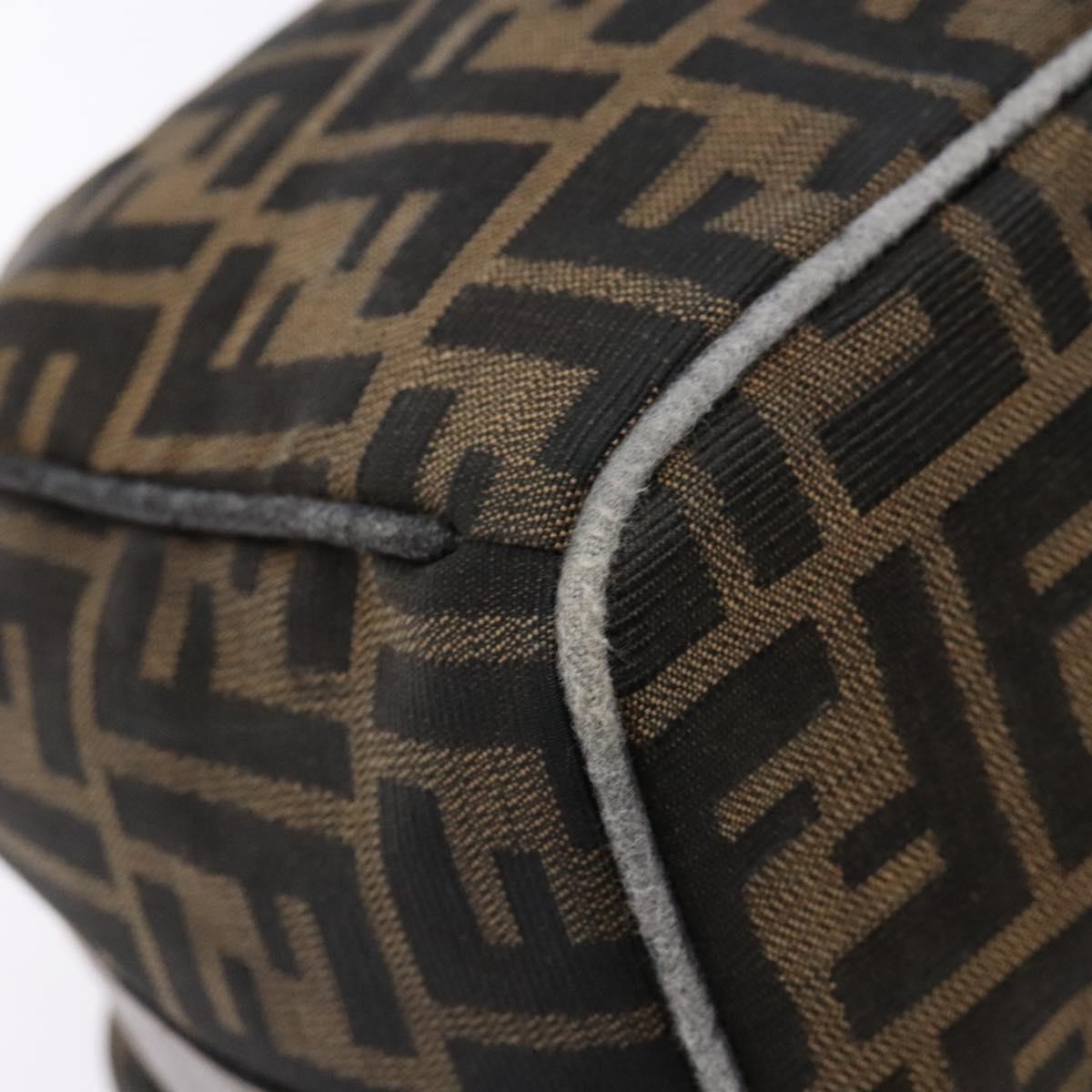 FENDI Zucca Canvas Vanity Pouch Brown Black gold Auth 138304