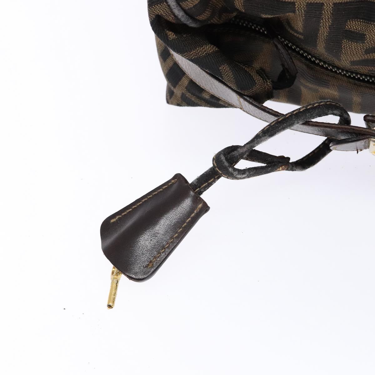 FENDI Zucca Canvas Vanity Pouch Brown Black gold Auth 138304
