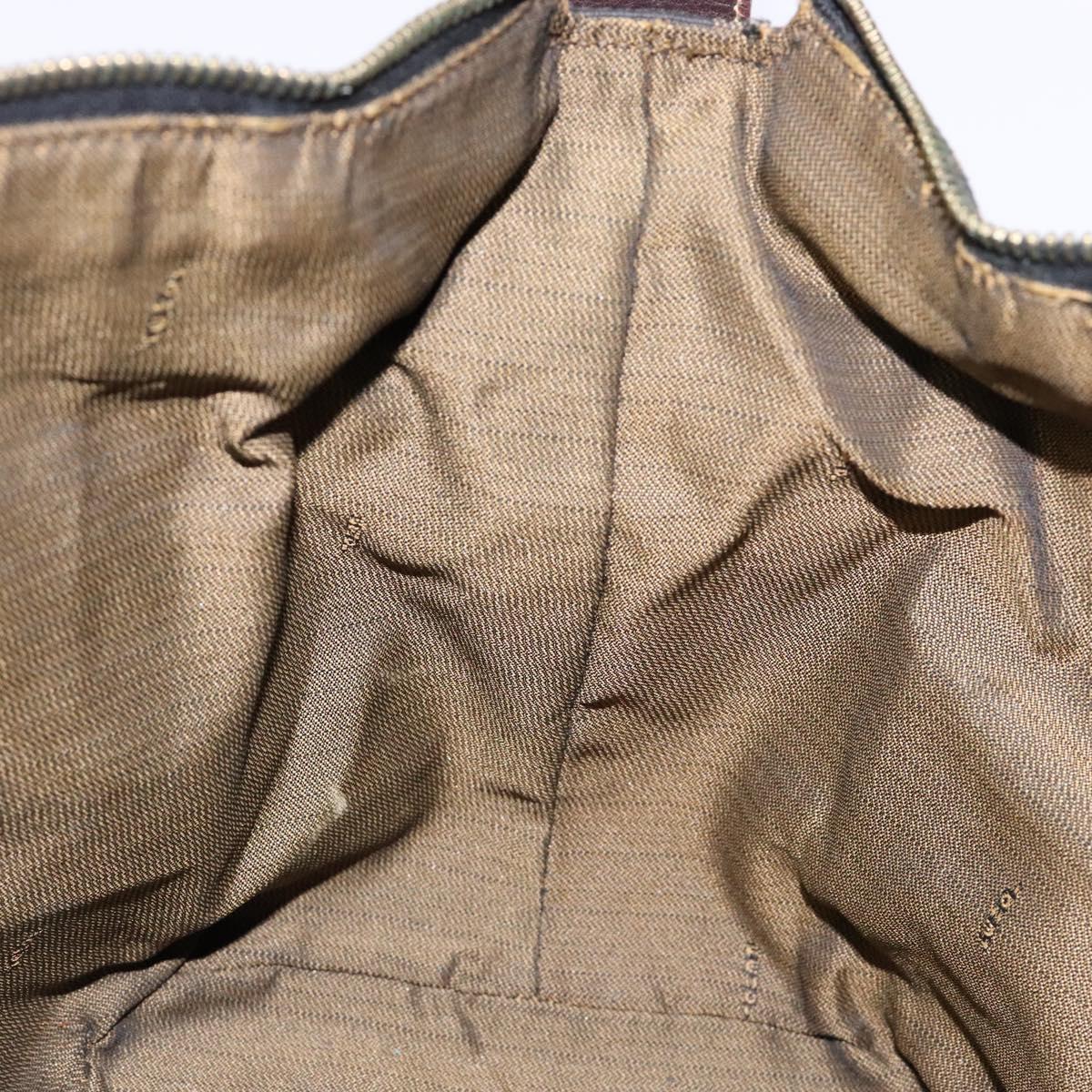 FENDI Zucca Canvas Vanity Pouch Brown Black gold Auth 138304