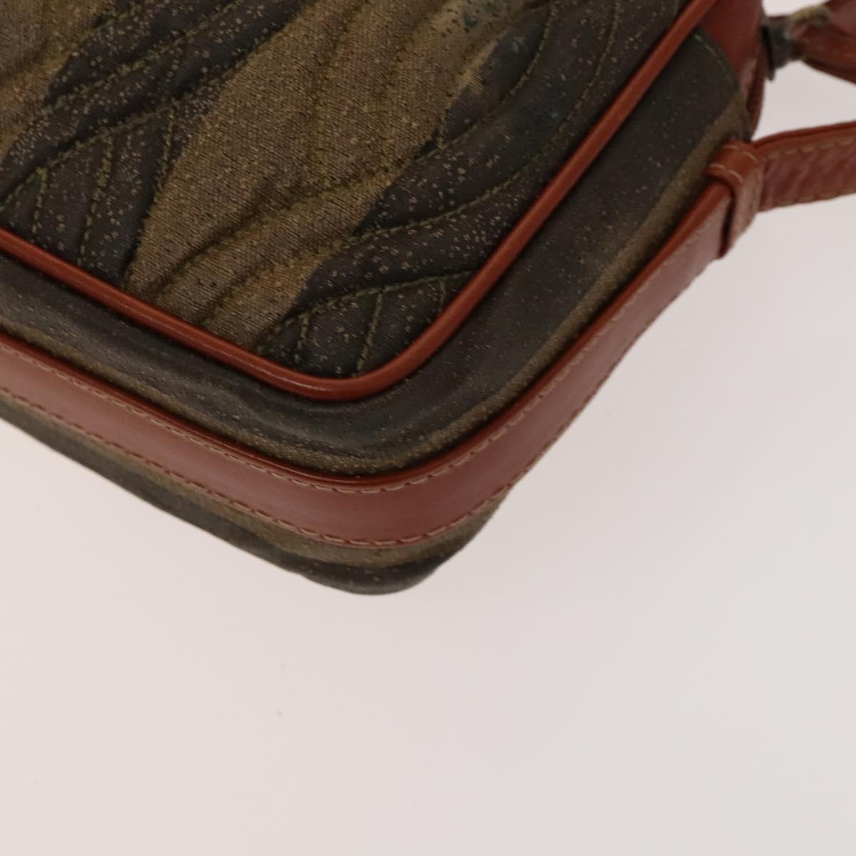 FENDI Pecan Canvas Shoulder Bag Coated Canvas Black Brown gold Auth 138323