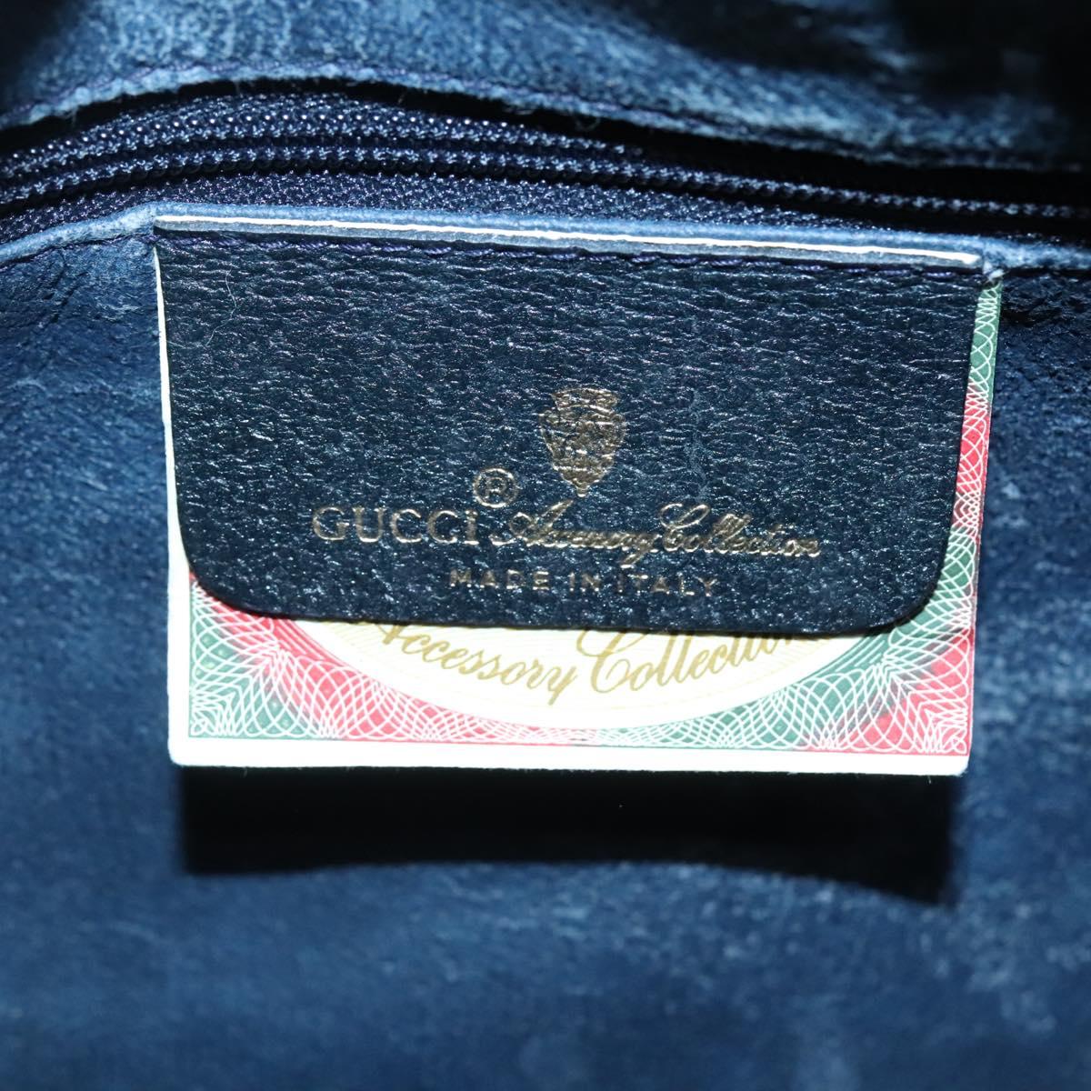 GUCCI GG Supreme Sherry Line Boston Bag PVC Navy Red gold 69 02 006 Auth 138326
