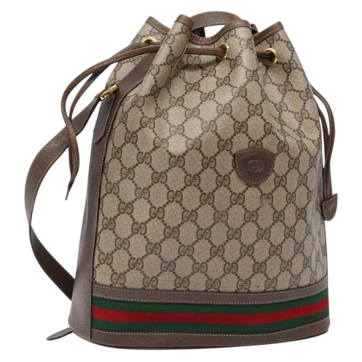 GUCCI GG Supreme Web Sherry Line Shoulder Bag PVC Beige 001 084 0850 Auth 138327