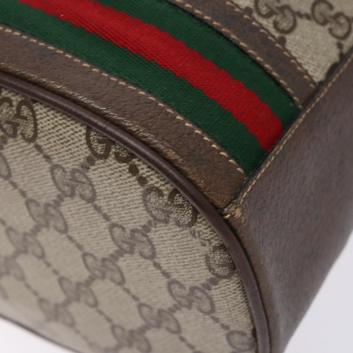GUCCI GG Supreme Web Sherry Line Shoulder Bag PVC Beige 001 084 0850 Auth 138327