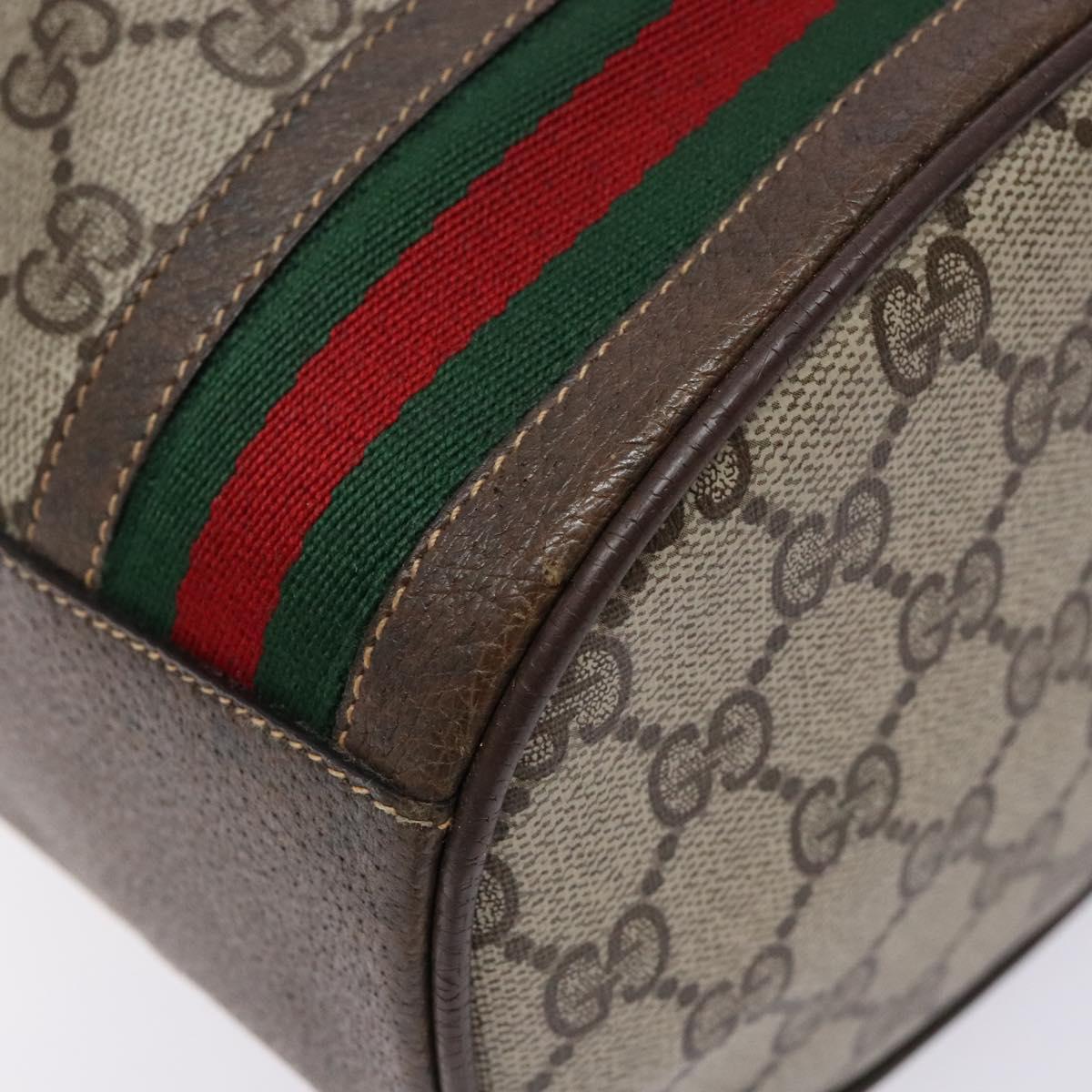 GUCCI GG Supreme Web Sherry Line Shoulder Bag PVC Beige 001 084 0850 Auth 138327