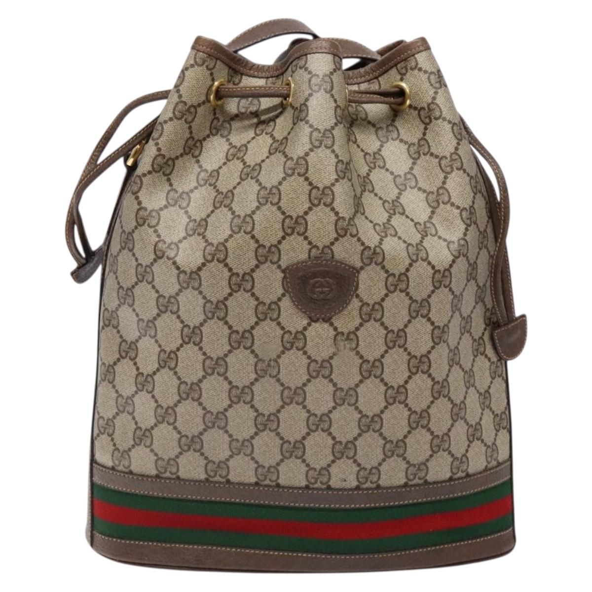 GUCCI GG Supreme Web Sherry Line Shoulder Bag PVC Beige 001 084 0850 Auth 138327
