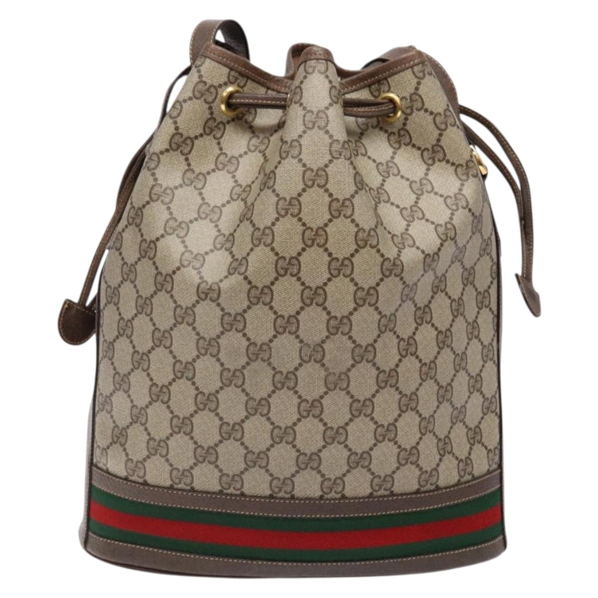 GUCCI GG Supreme Web Sherry Line Shoulder Bag PVC Beige 001 084 0850 Auth 138327