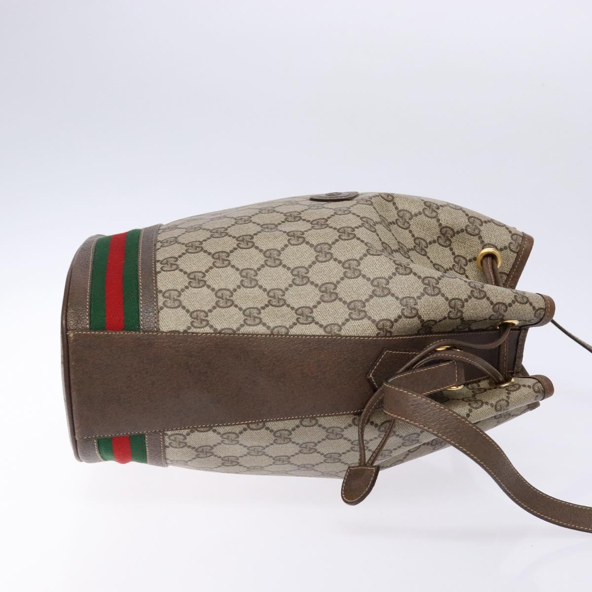 GUCCI GG Supreme Web Sherry Line Shoulder Bag PVC Beige 001 084 0850 Auth 138327
