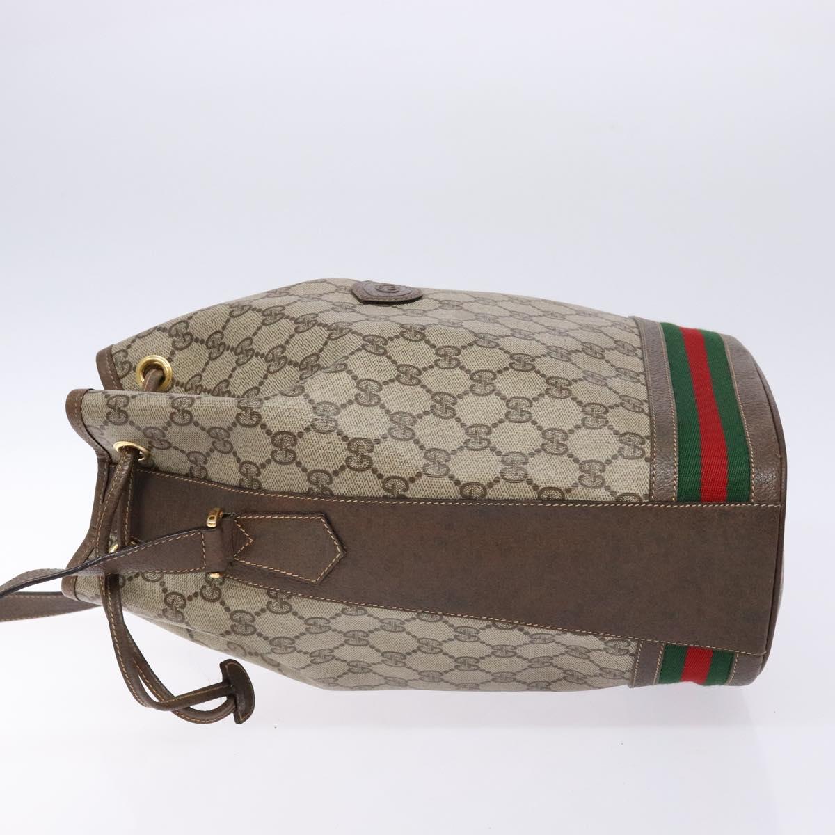 GUCCI GG Supreme Web Sherry Line Shoulder Bag PVC Beige 001 084 0850 Auth 138327