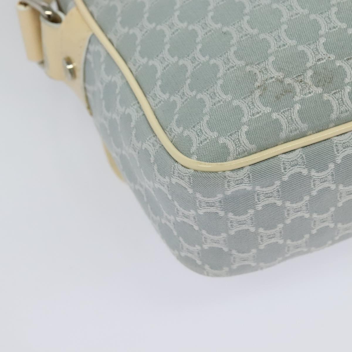 CELINE Macadam Canvas Shoulder Bag Light Blue Silver Auth 138328